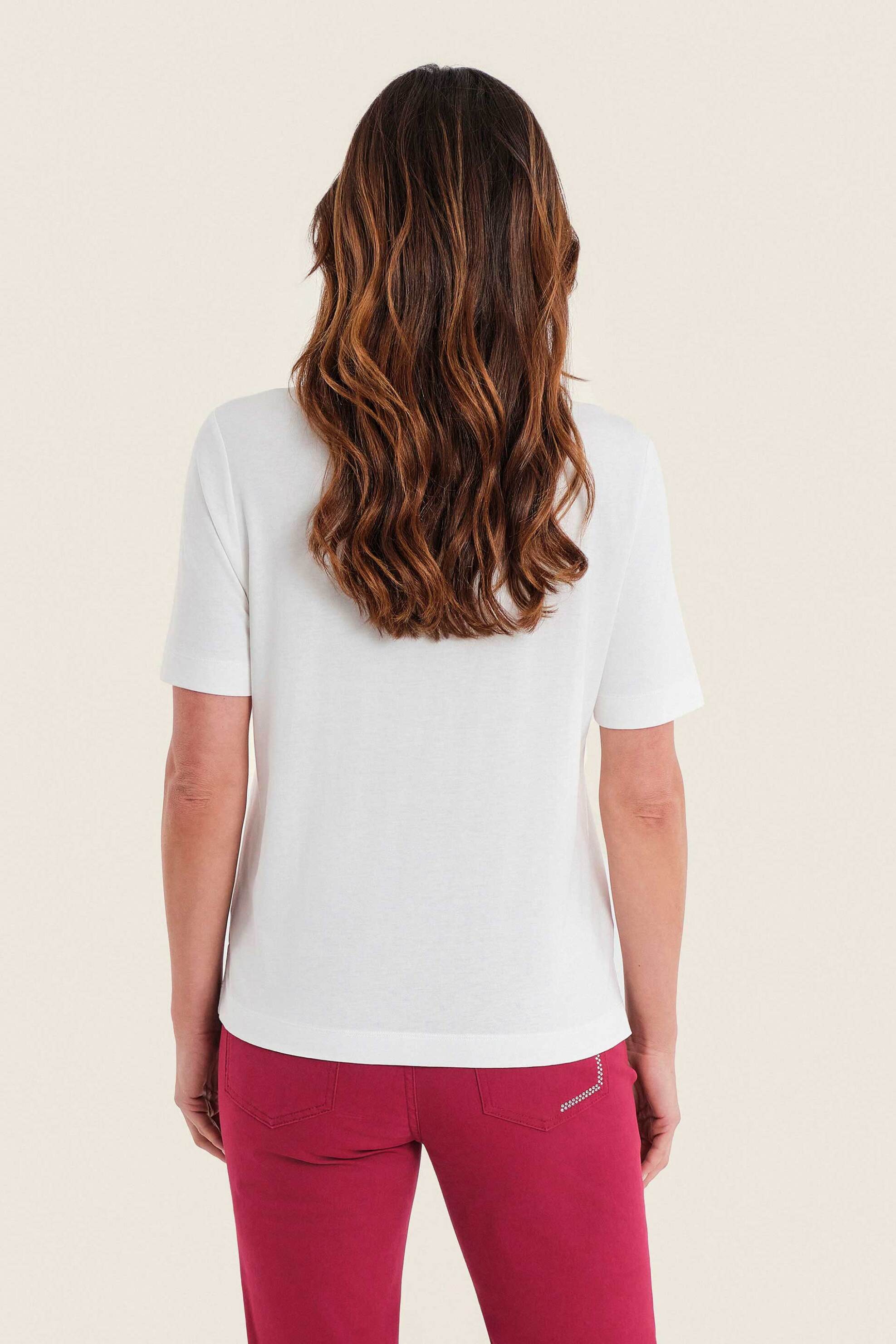 Gerry Weber Γυναικείο Τ-Shirt με Print Και Κέντημα - N71704121038 Λευκό