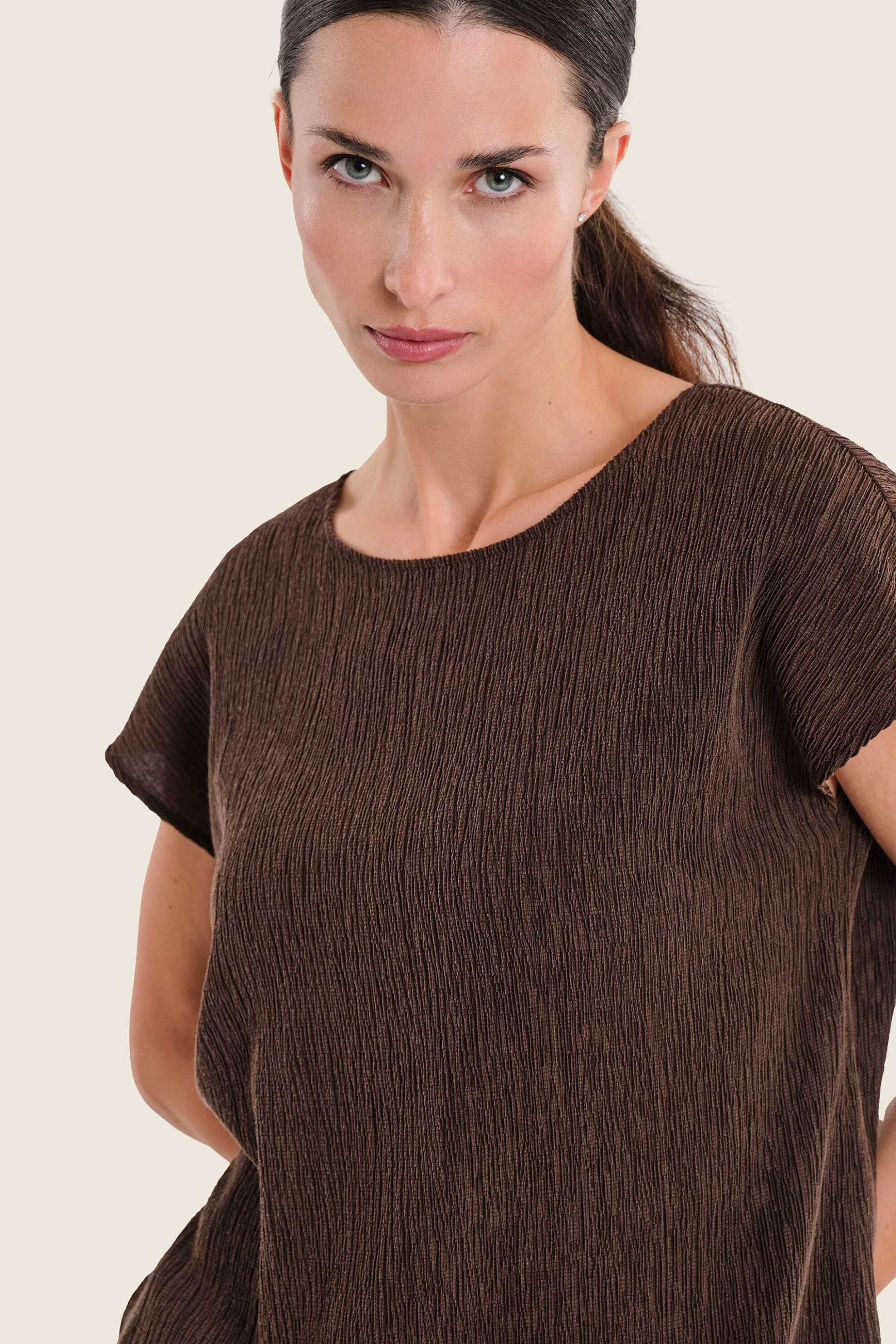 Gerry Weber γυναικείο Τ-shirt με ανάγλυφο ύφασμα - N71951706038 Καφέ