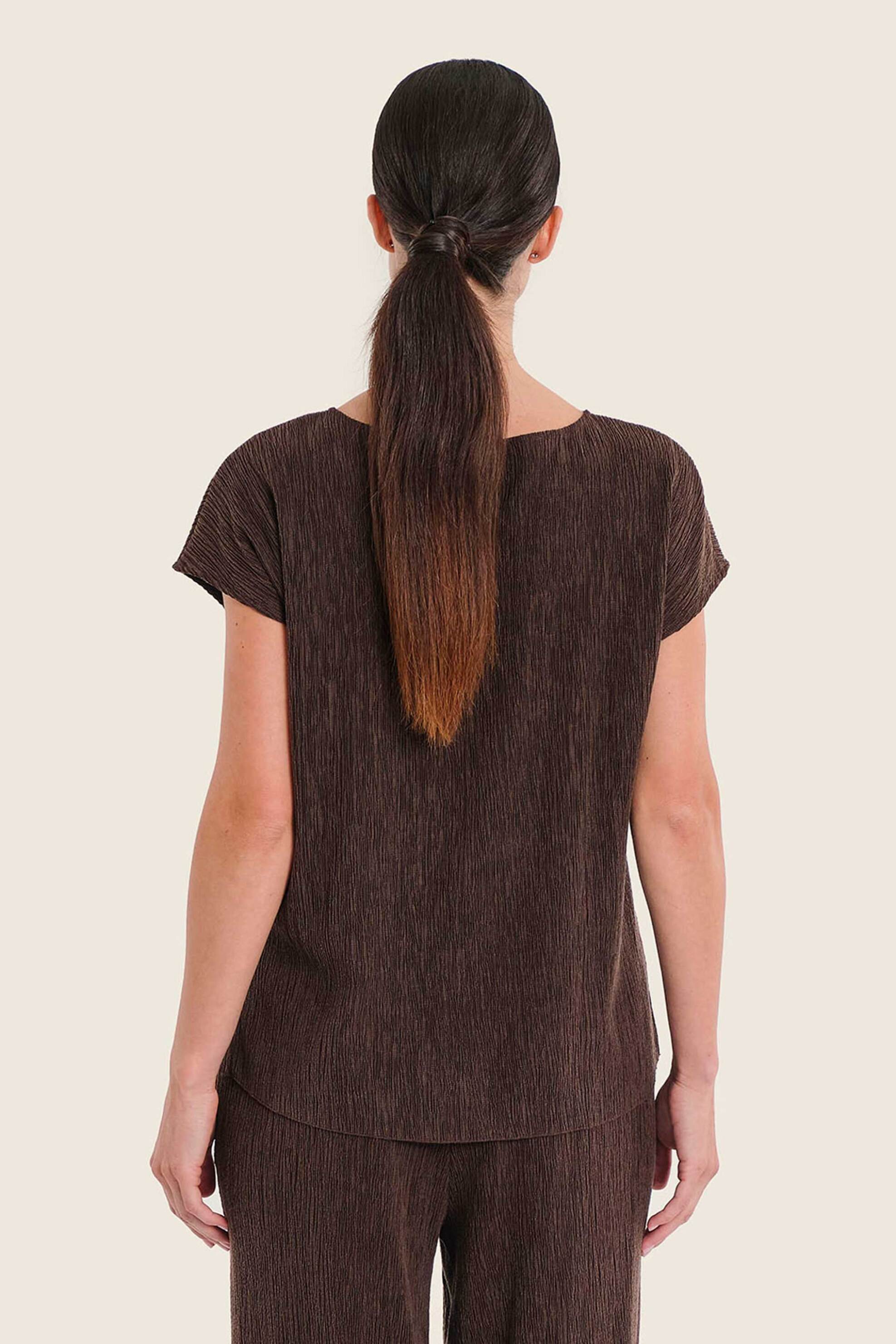 Gerry Weber Γυναικείο Τ-Shirt με Ανάγλυφο Ύφασμα - N71951706038 Καφέ