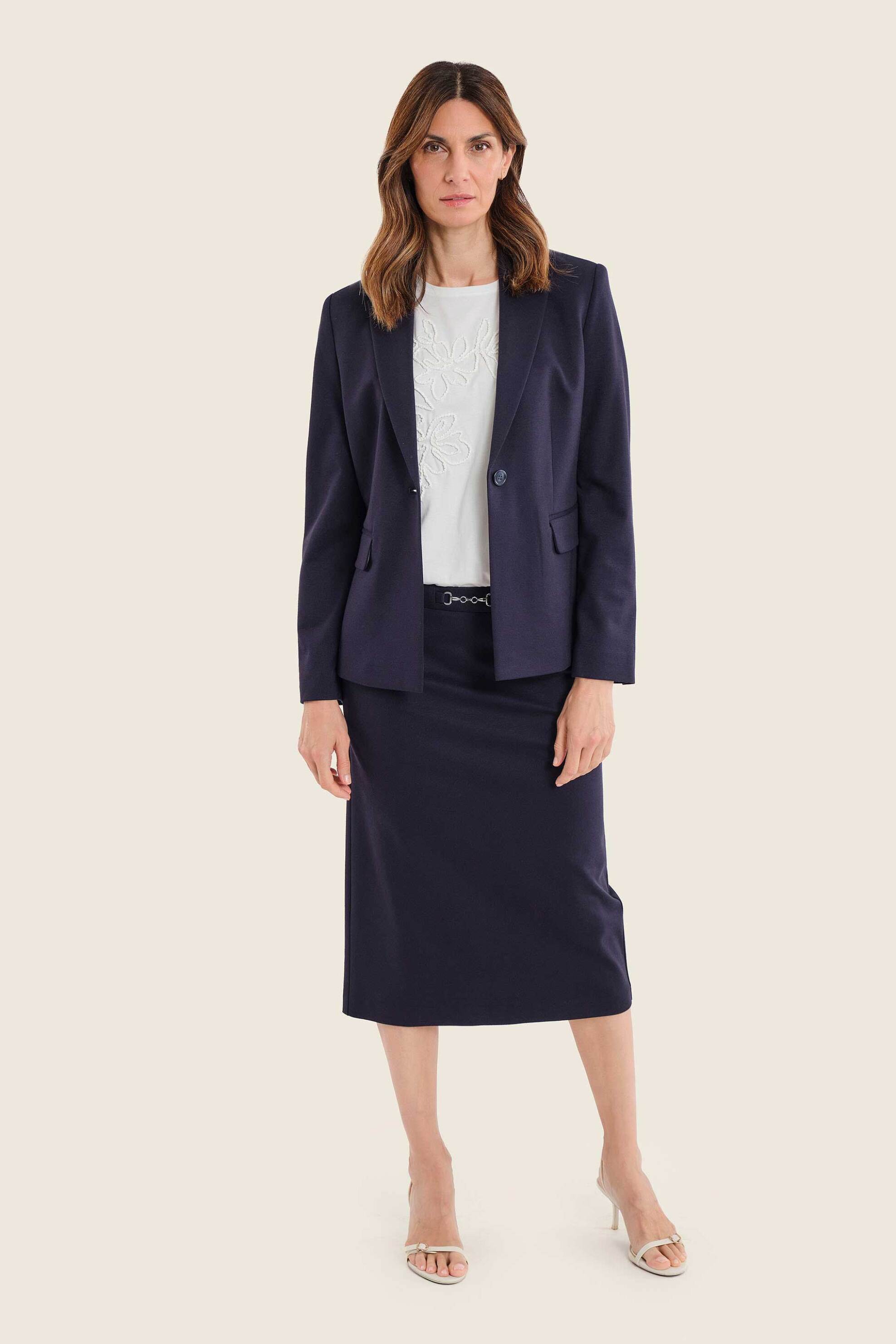 Gerry Weber γυναικεία φούστα pencil με μεταλλική λεπτομέρεια - N75680734038 Μπλε Σκούρο