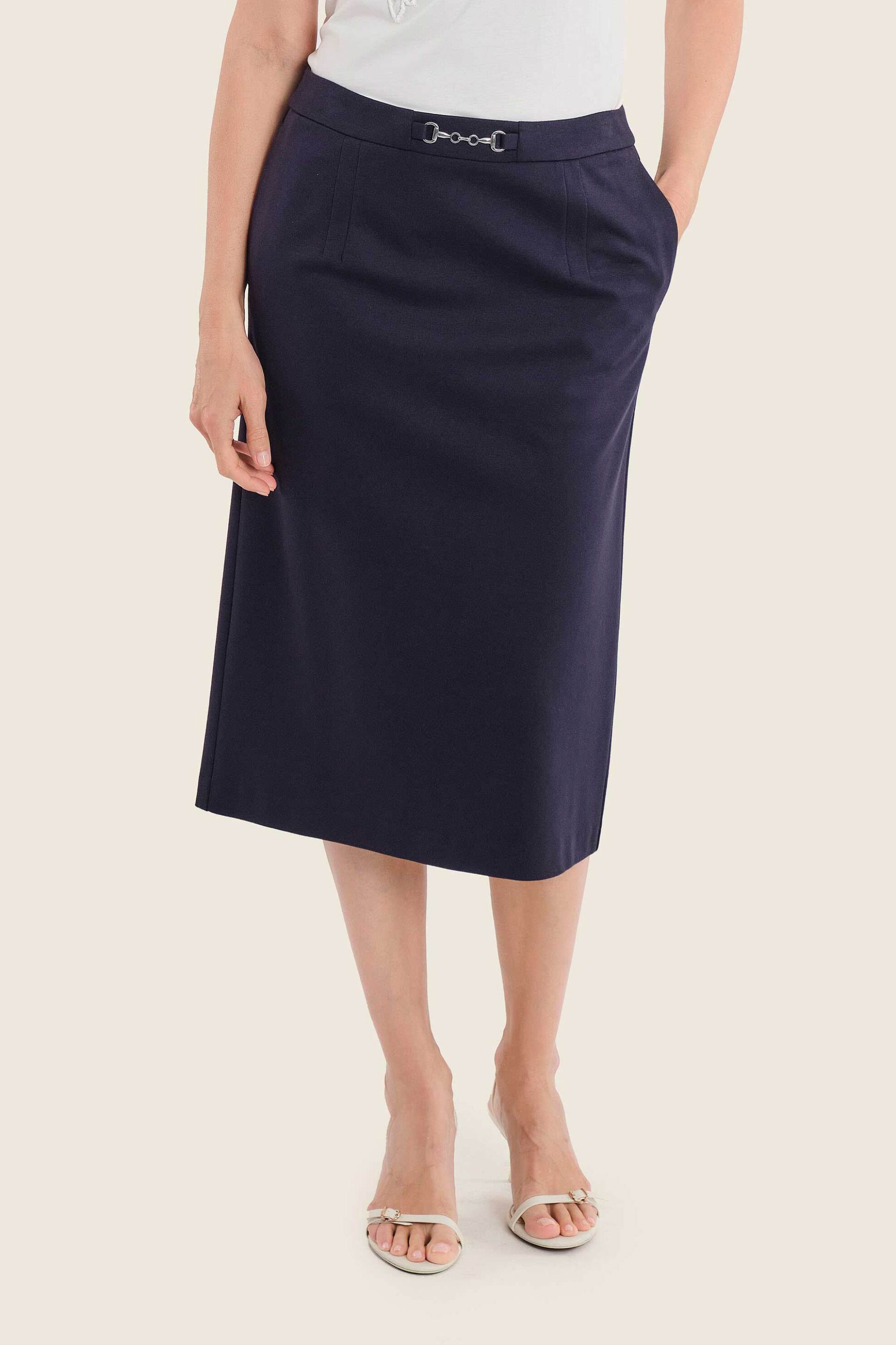 Gerry Weber γυναικεία φούστα pencil με μεταλλική λεπτομέρεια - N75680734038 Μπλε Σκούρο