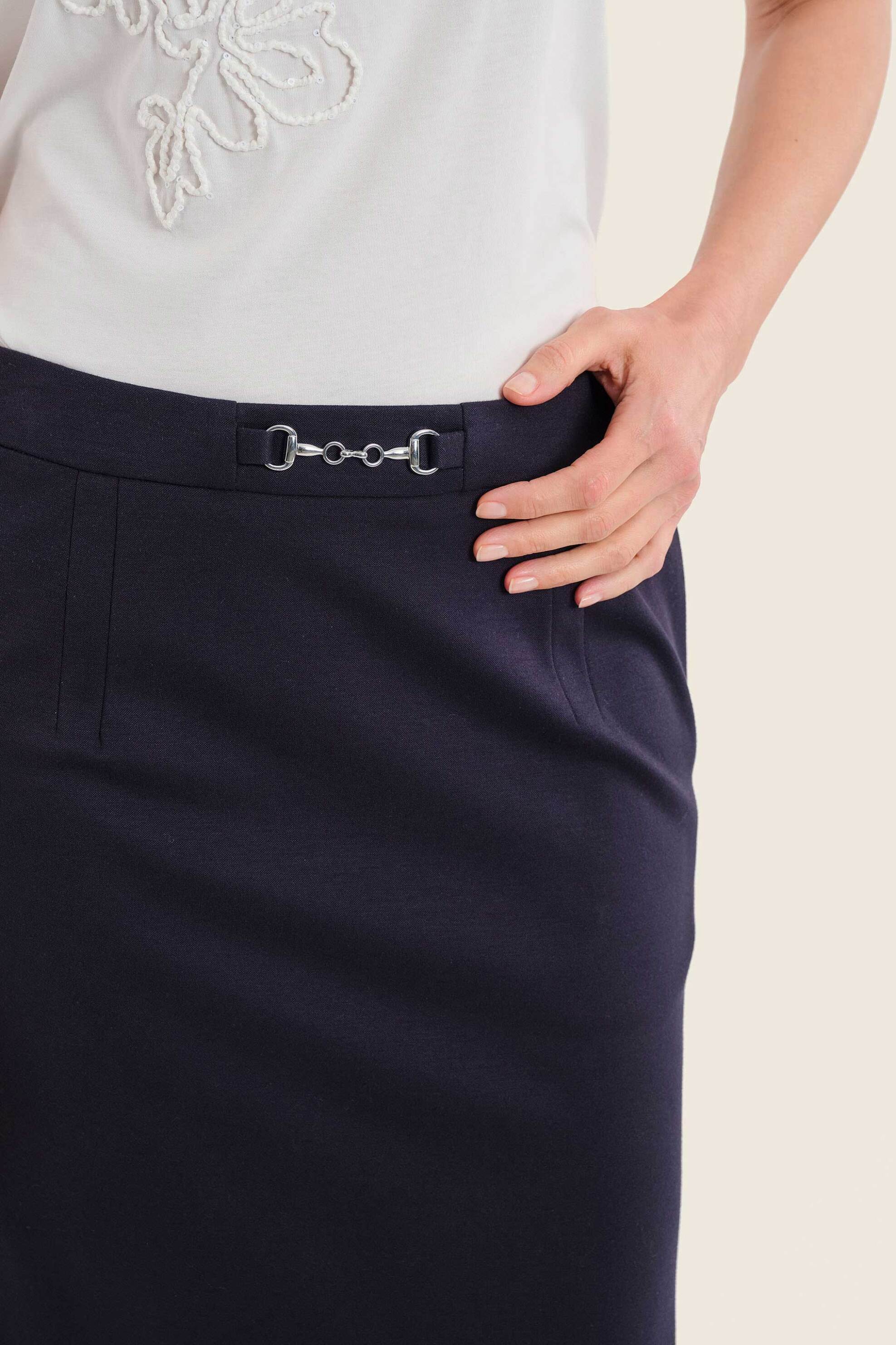 Gerry Weber Γυναικεία Φούστα Pencil με Μεταλλική Λεπτομέρεια - N75680734038 Μπλε Σκούρο