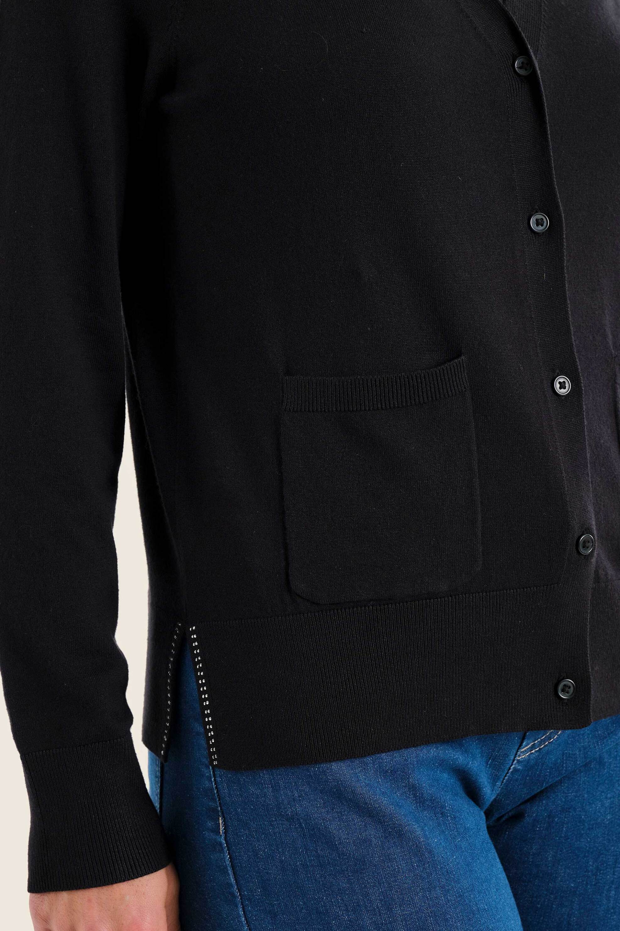 Gerry Weber γυναικεία ζακέτα με στρας λεπτομέρεια - N76001120038 Μαύρο