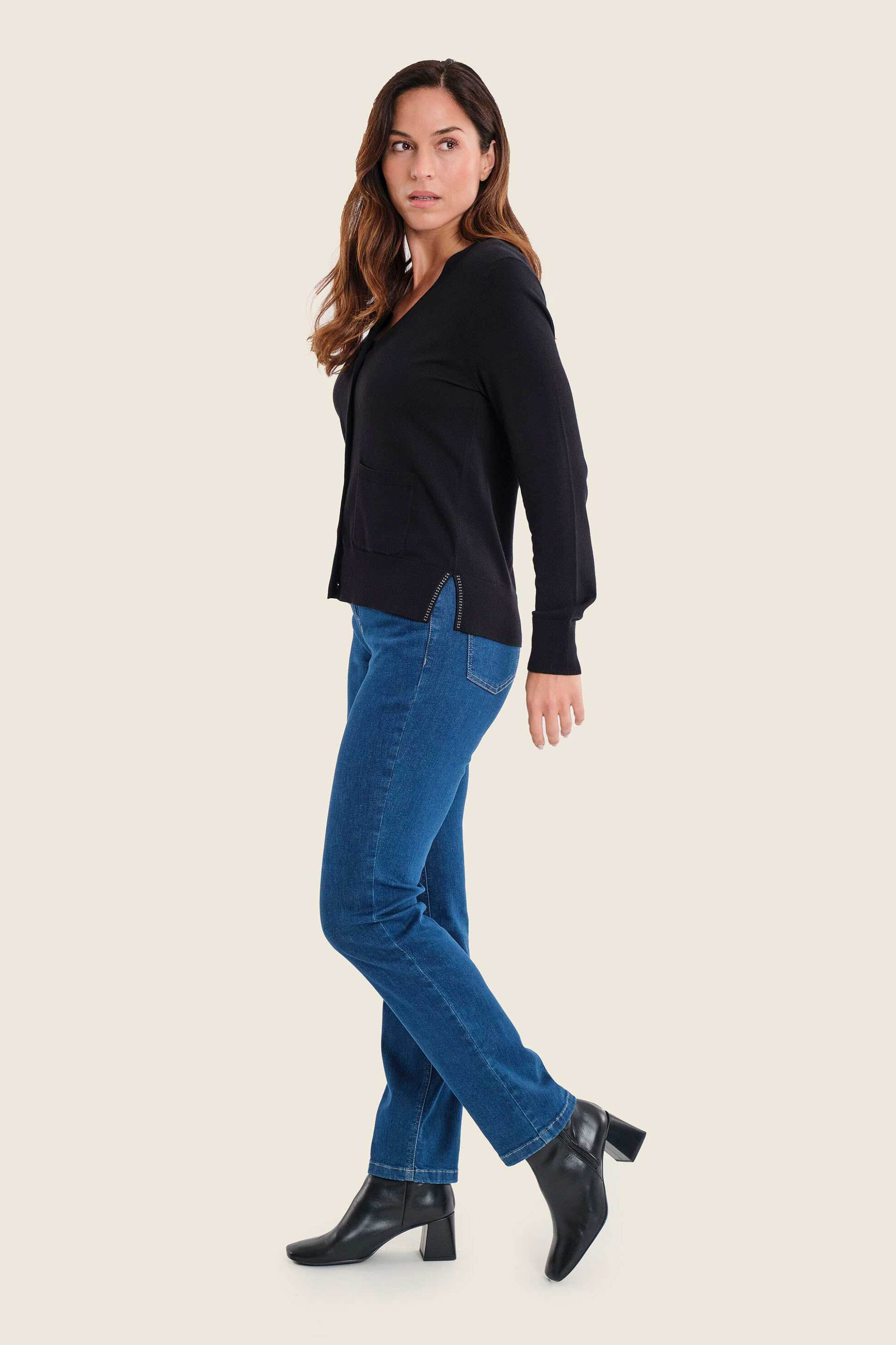 GERRY WEBER Gerry Weber γυναικεία ζακέτα με στρας λεπτομέρεια - N76001120038 Μαύρο - 3