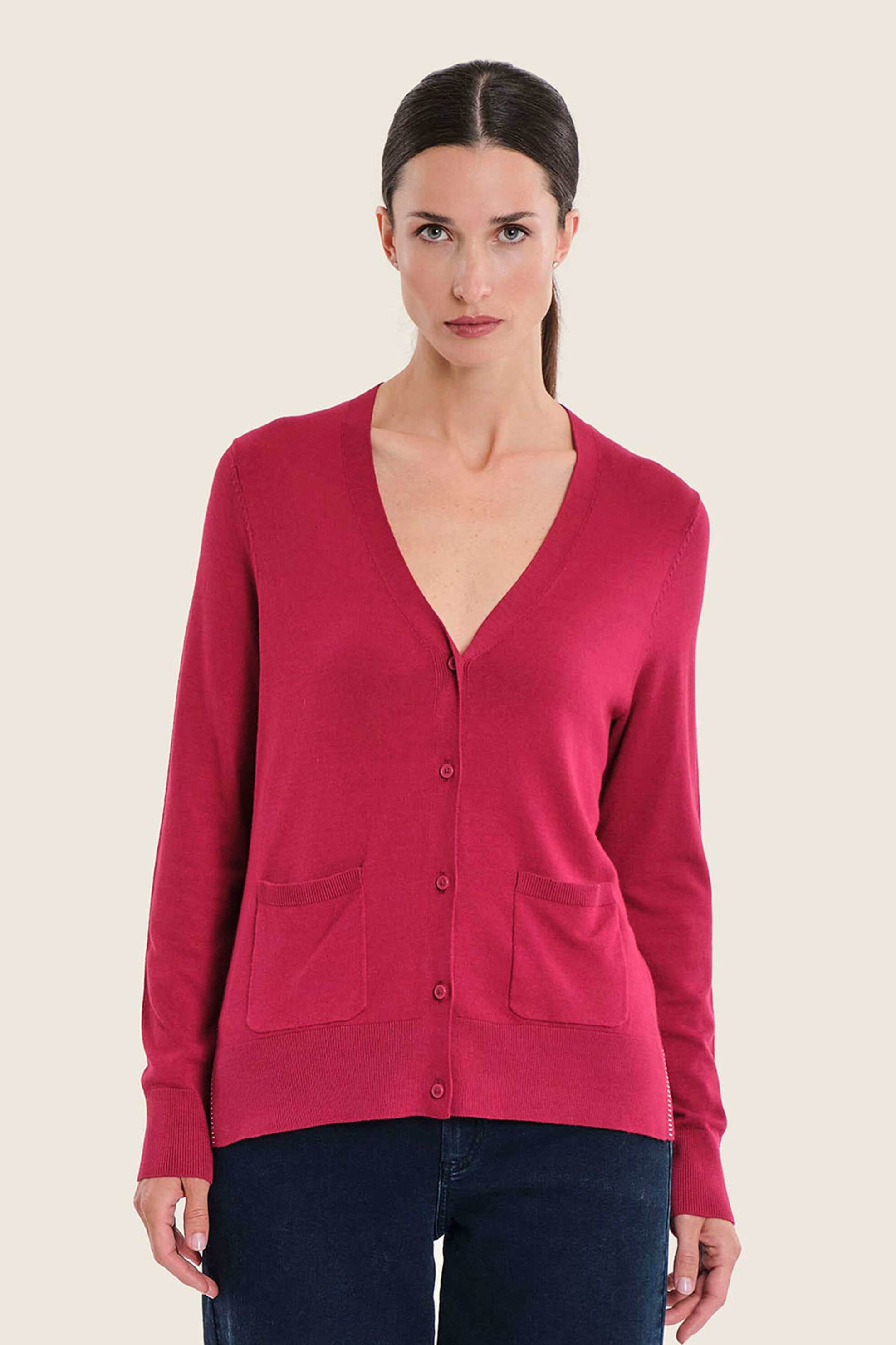 Gerry Weber γυναικεία ζακέτα με στρας λεπτομέρεια - N76001696038 Βυσσινί