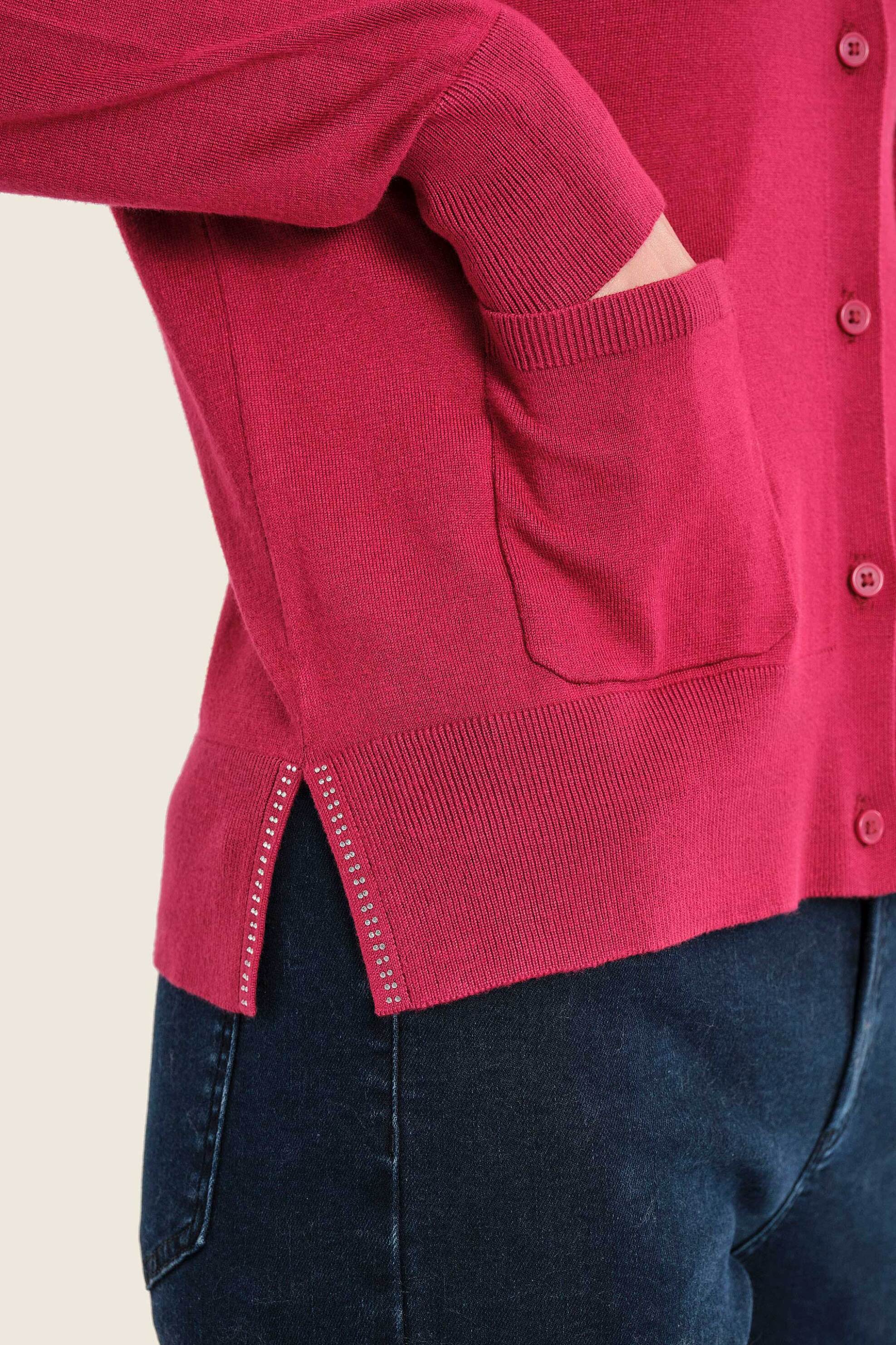 Gerry Weber γυναικεία ζακέτα με στρας λεπτομέρεια - N76001696038 Βυσσινί