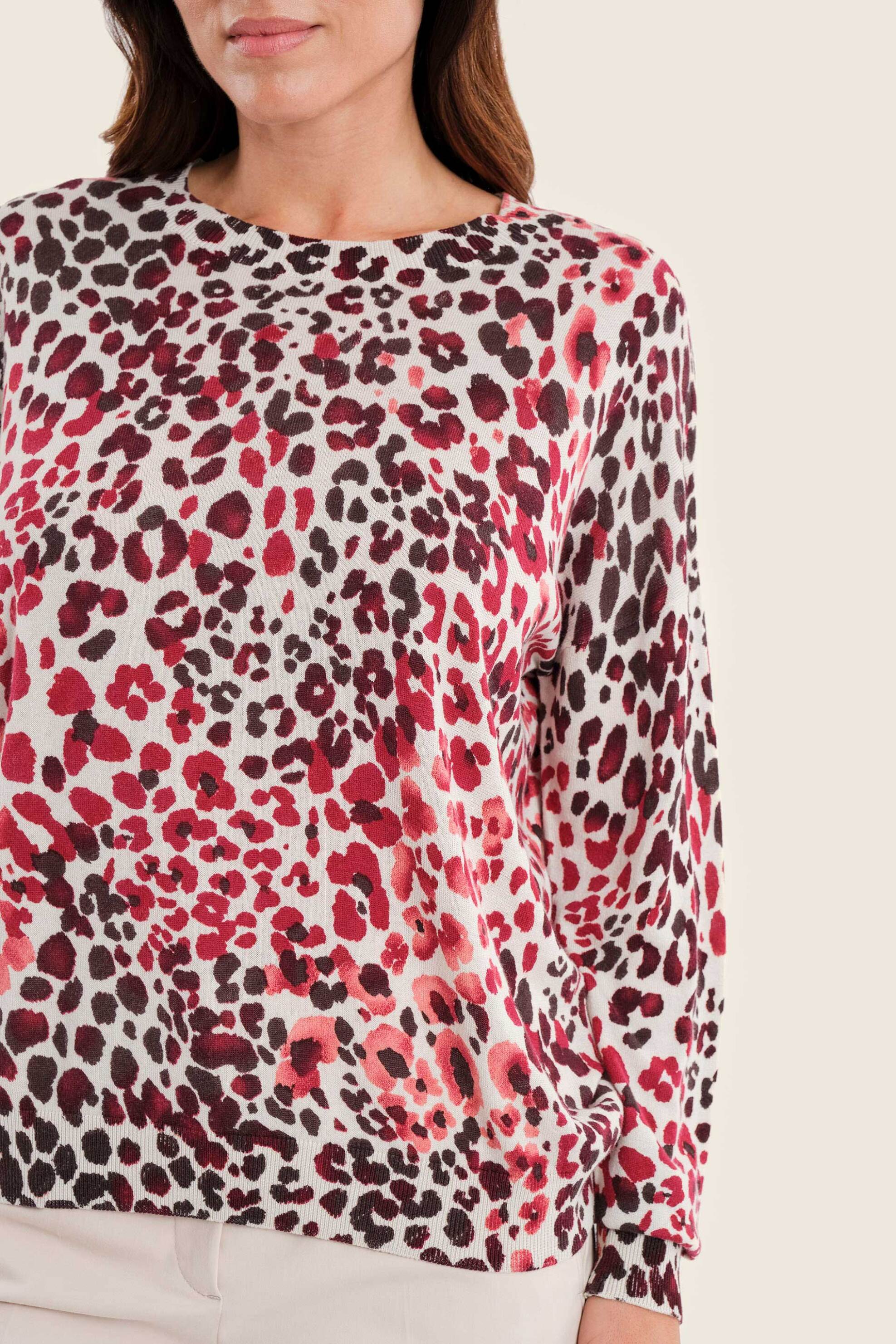 Gerry Weber γυναικεία μπλούζα πλεκτή με animal print - N76031713038 Ροζ