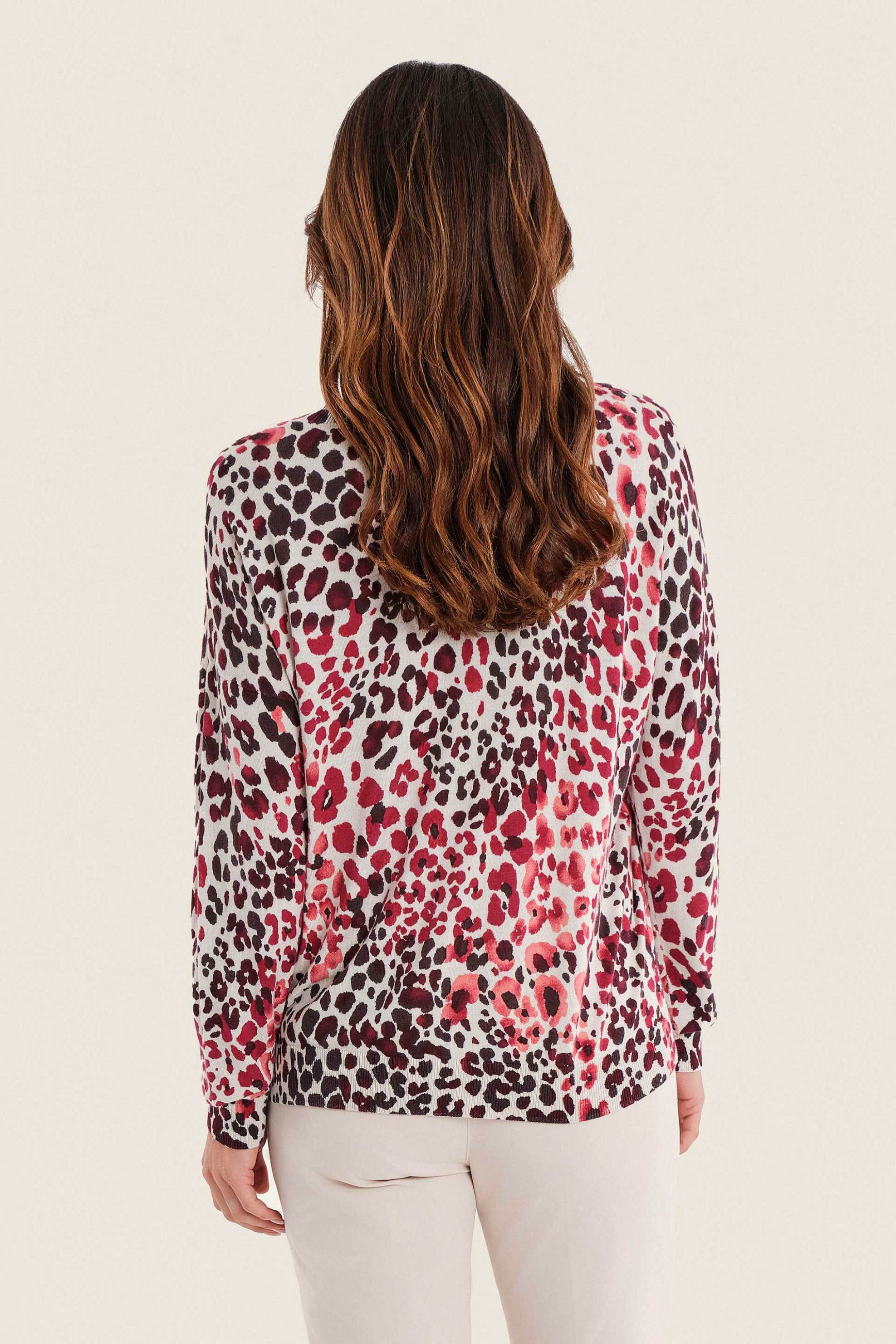 Gerry Weber Γυναικεία Μπλούζα Πλεκτή με Animal Print - N76031713038 Ροζ