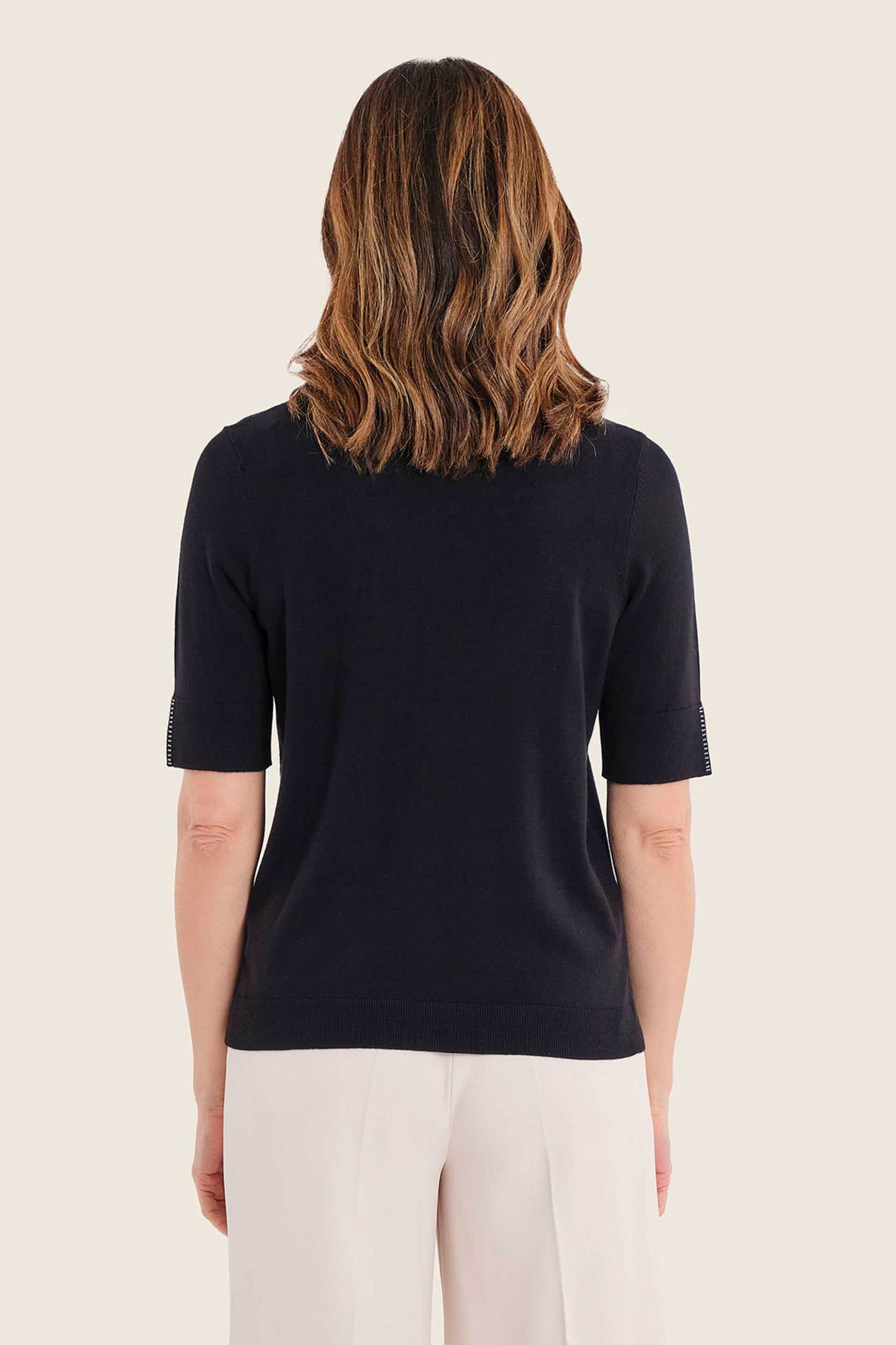 Gerry Weber Γυναικεία Μπλούζα Πλεκτή με Στρας Λεπτομέρεια - N76300120038 Μαύρο