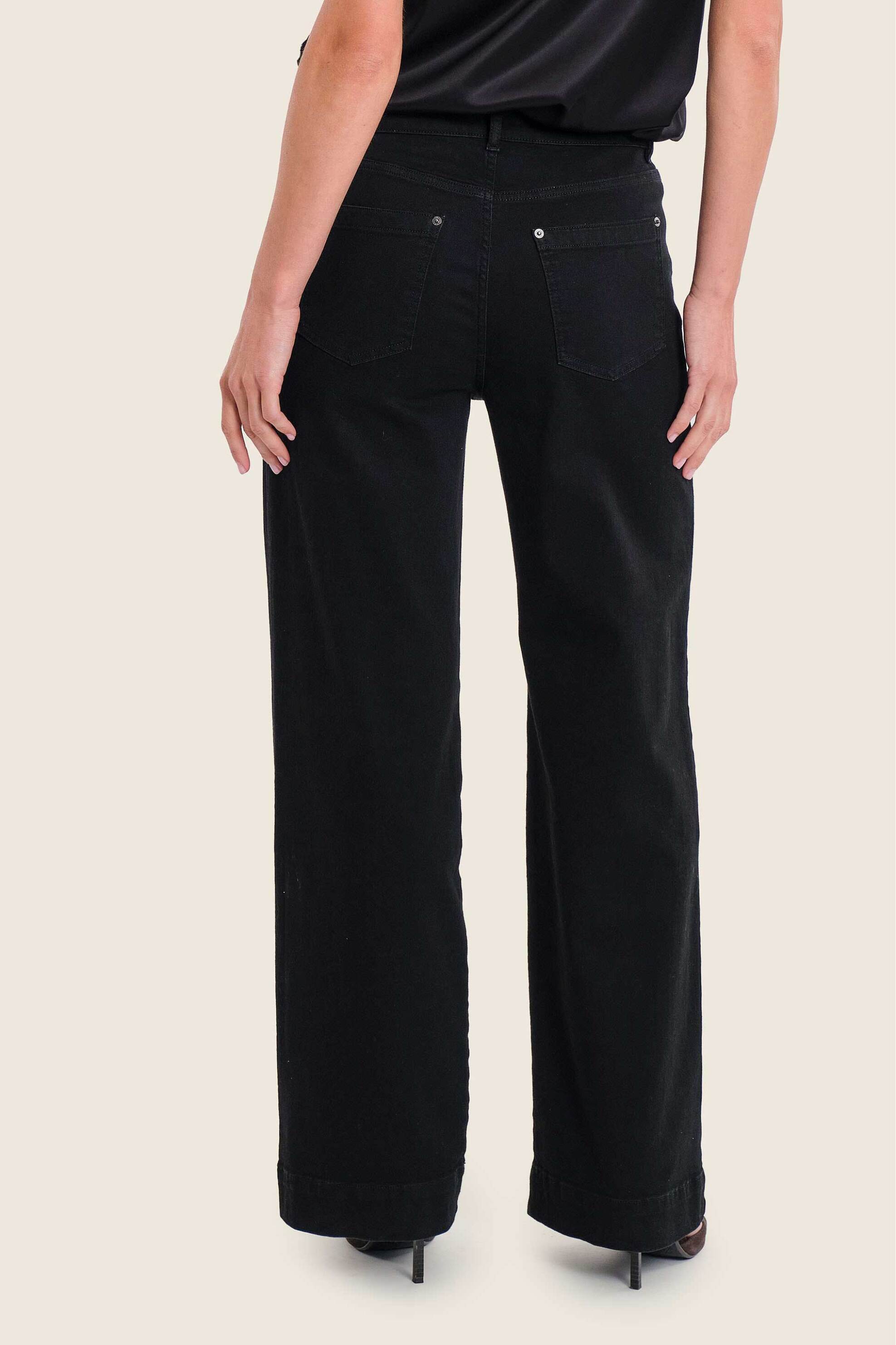 Gerry Weber Γυναικείο Denim Παντελόνι Πεντάτσεπο Wide Fit - N77003689038 Μαύρο