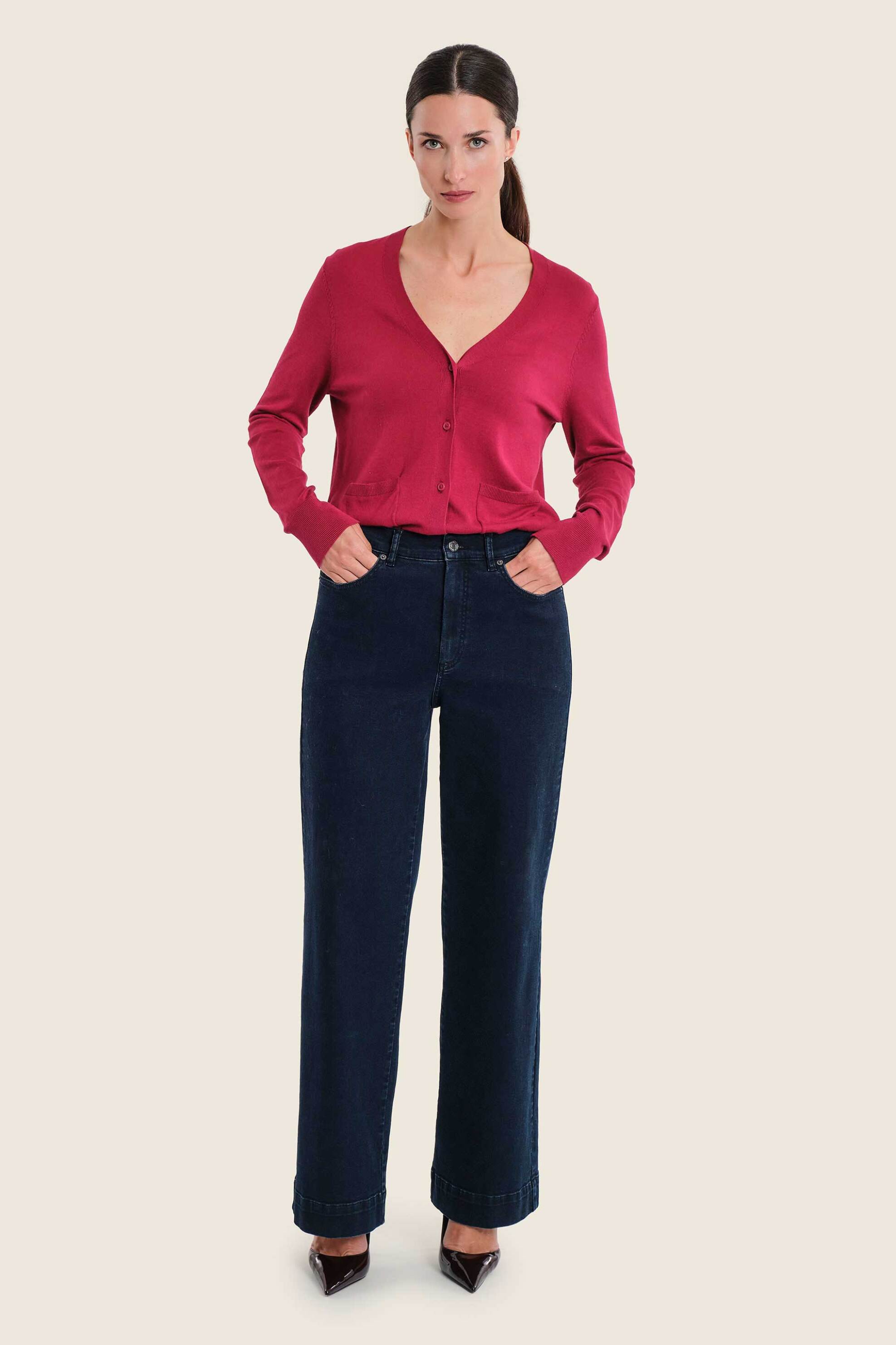 Gerry Weber γυναικείο denim παντελόνι πεντάτσεπο Wide Fit - N77003691038 Denim Blue