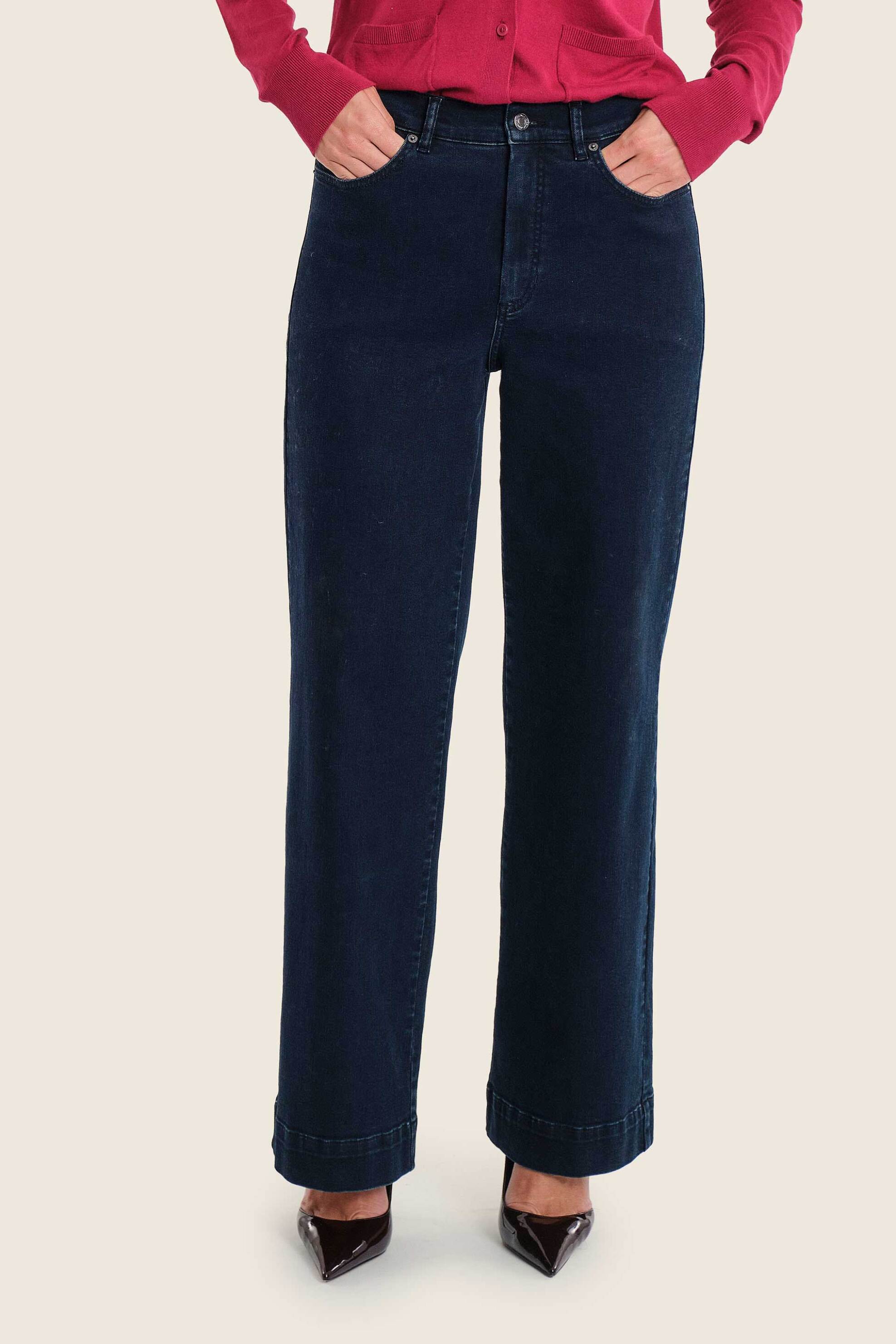 Gerry Weber γυναικείο denim παντελόνι πεντάτσεπο Wide Fit - N77003691038 Denim Blue