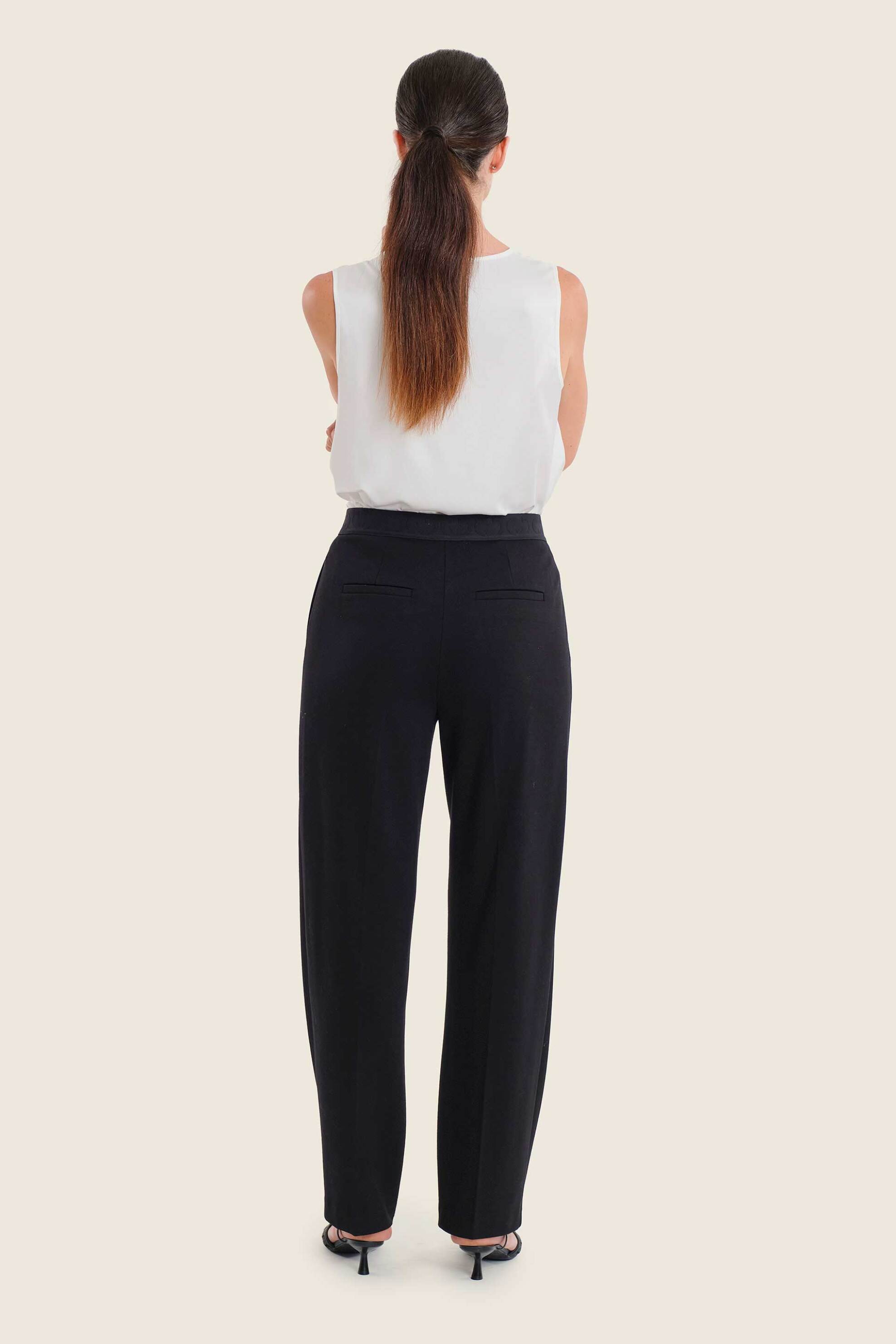 GERRY WEBER Gerry Weber γυναικείο παντελόνι με ελαστική μέση Straight Fit - N77006120038 Μαύρο - 3