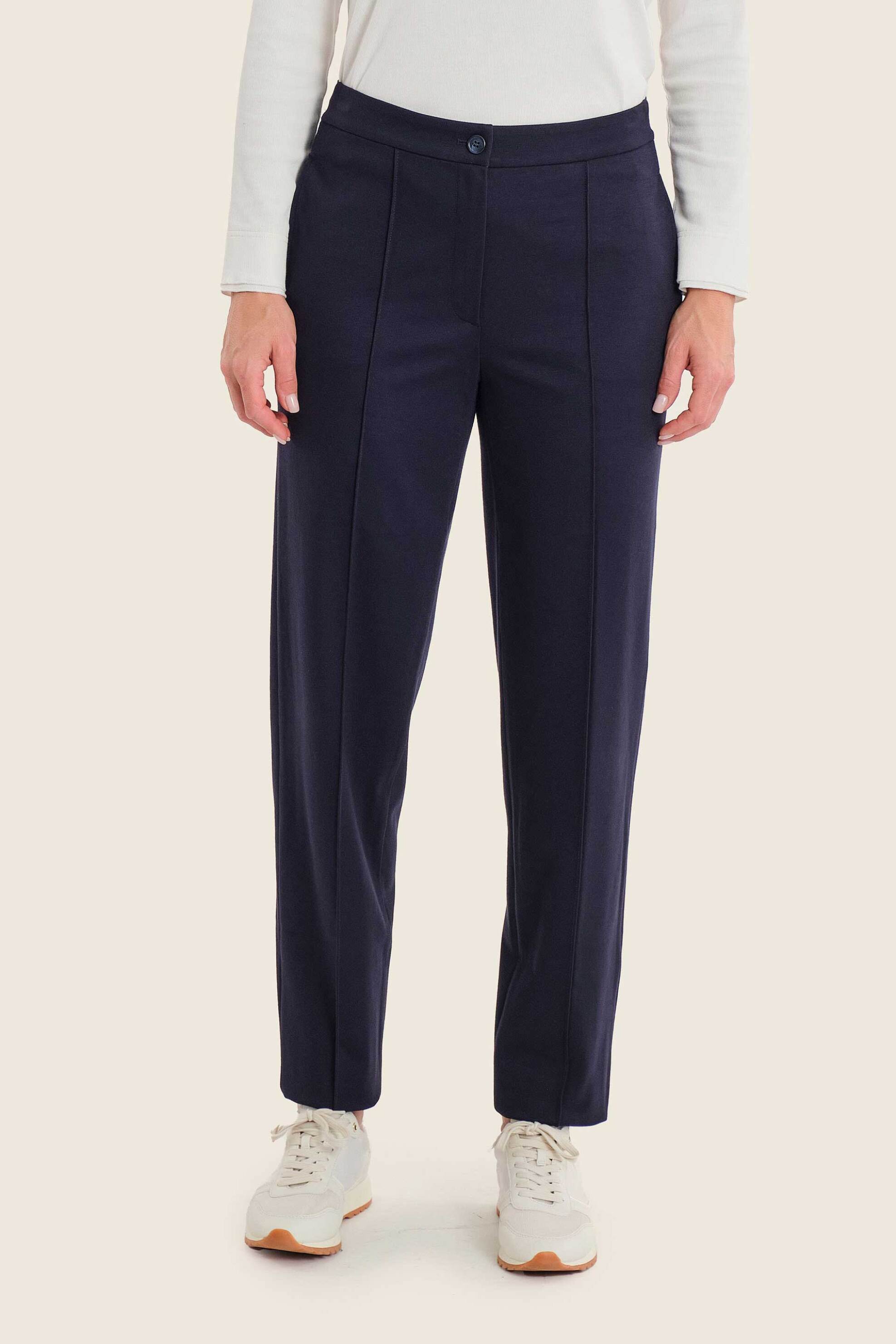Gerry Weber γυναικείο παντελόνι με ελαστική μέση Straight Fit - N77006734038 Μπλε Σκούρο