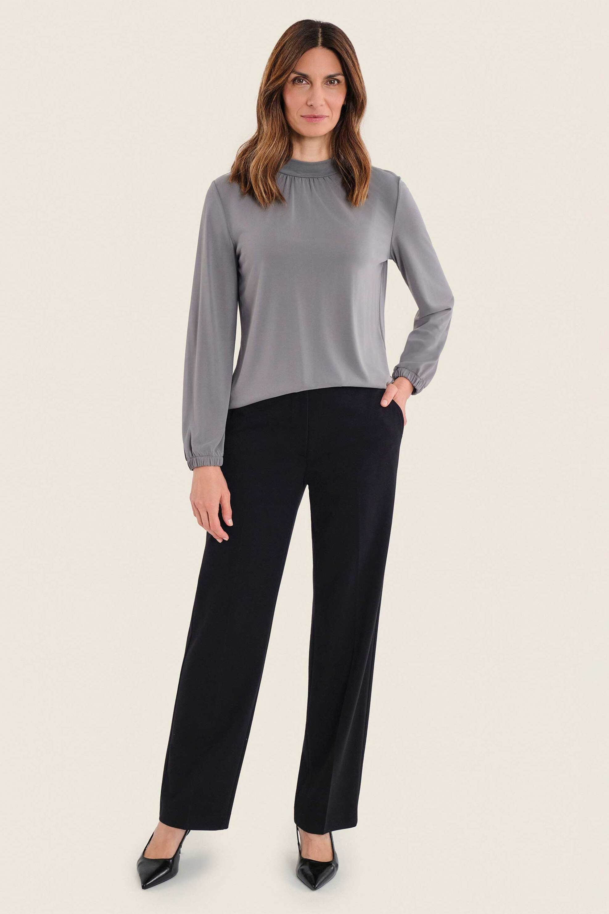 Gerry Weber γυναικείο παντελόνι μονόχρωμο Straight Fit - N77021120038 Μαύρο