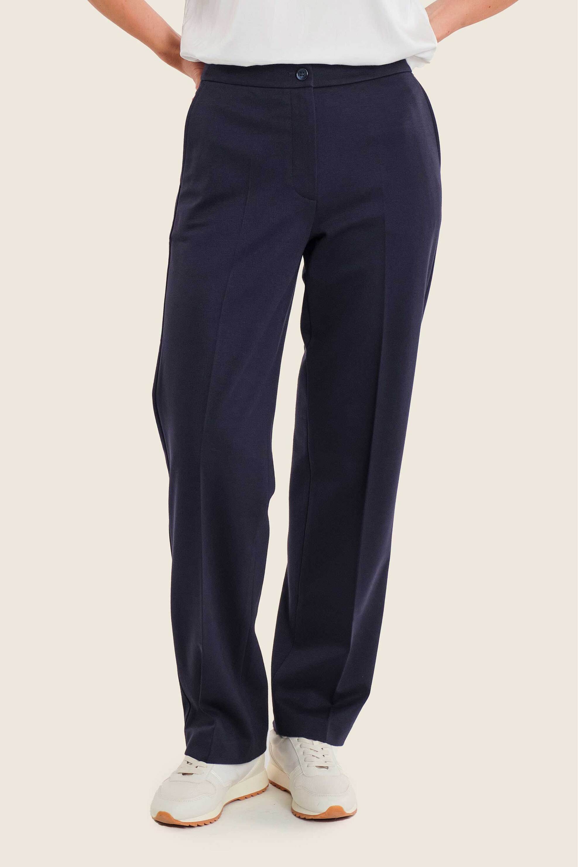 Gerry Weber γυναικείο παντελόνι μονόχρωμο Straight Fit - N77021734038 Μπλε Σκούρο