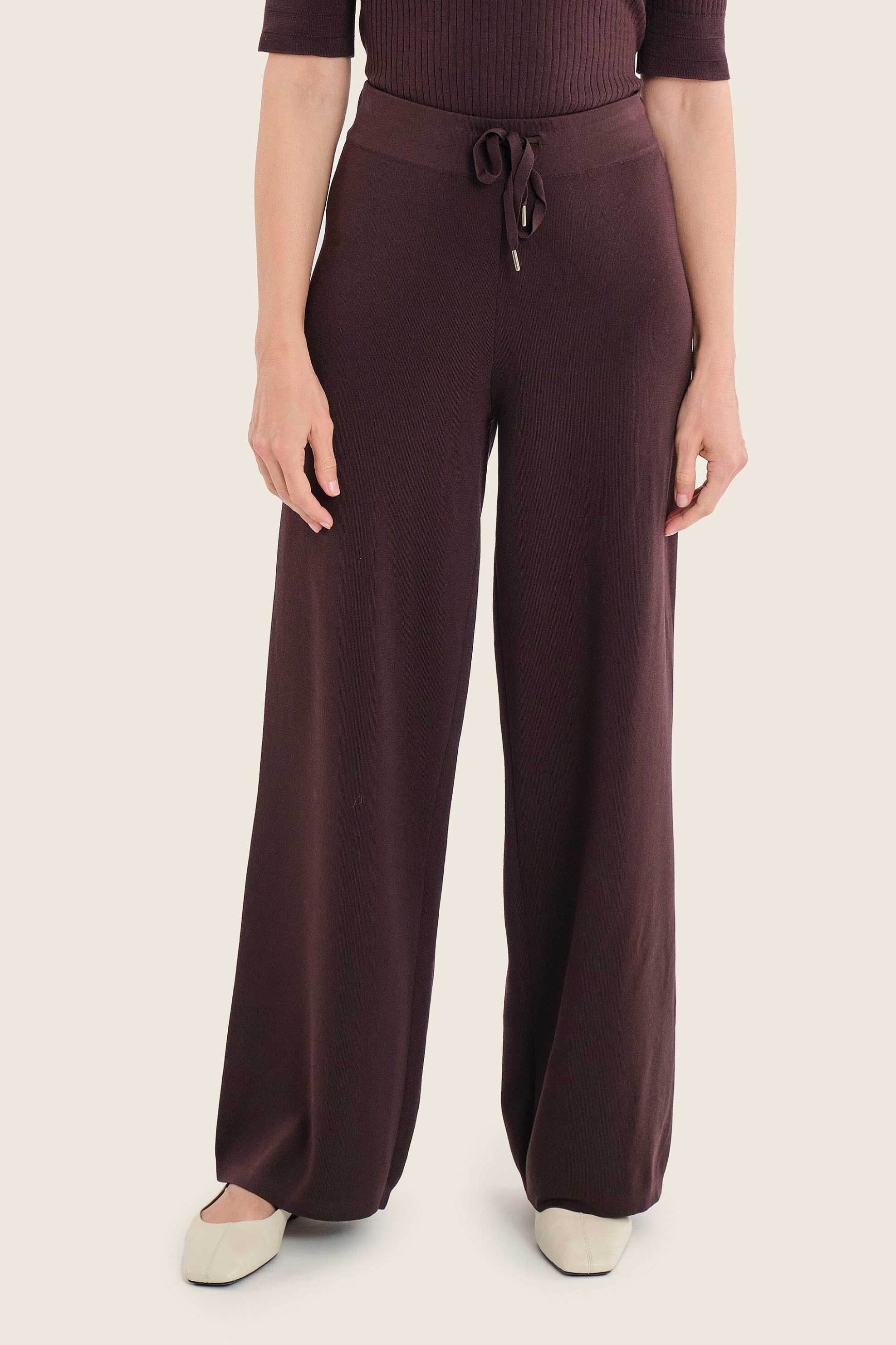 Gerry Weber γυναικείο παντελόνι πλεκτό Straight Fit - N77414706038 Καφέ