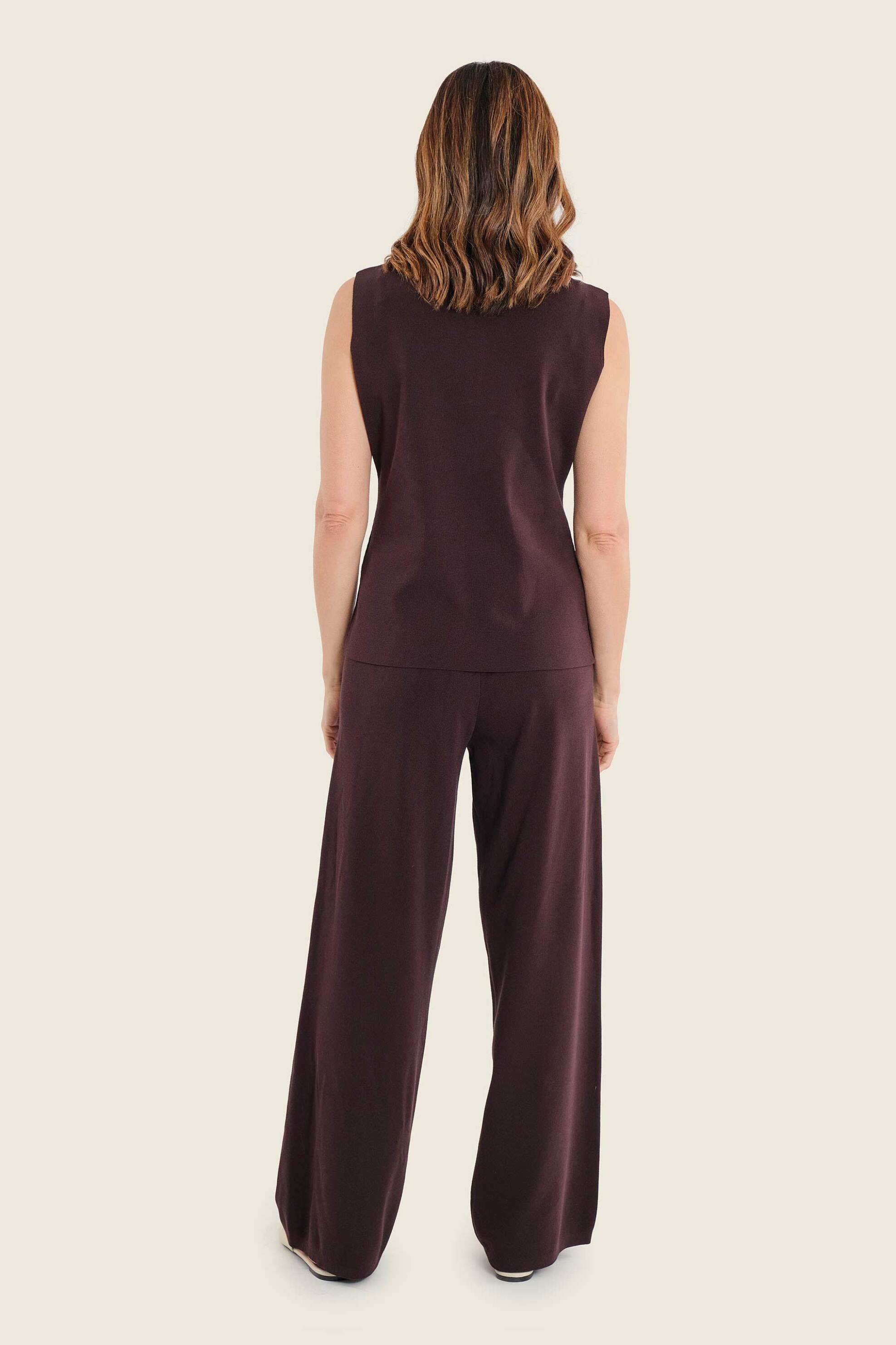 GERRY WEBER Gerry Weber γυναικείο παντελόνι πλεκτό Straight Fit - N77414706038 Καφέ - 3
