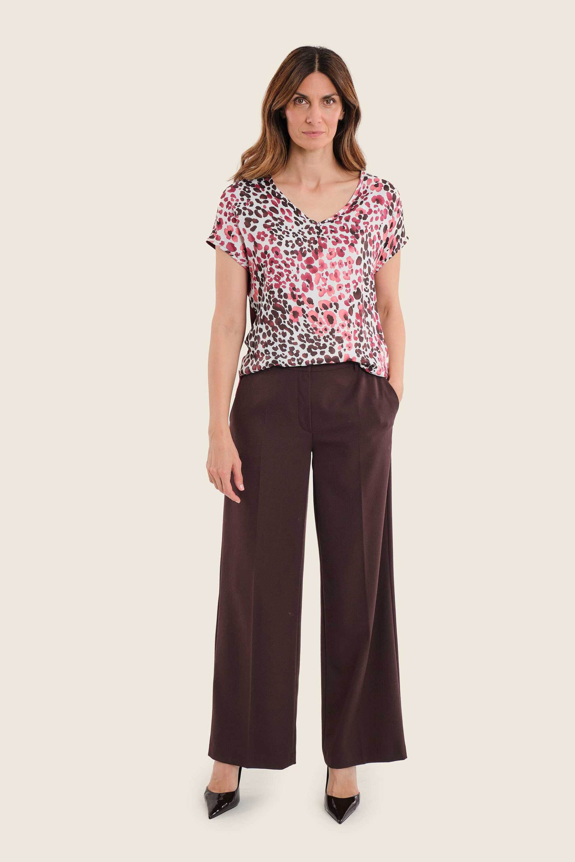 Gerry Weber γυναικείο παντελόνι μονόχρωμο Wide Fit - N77001706038 Καφέ