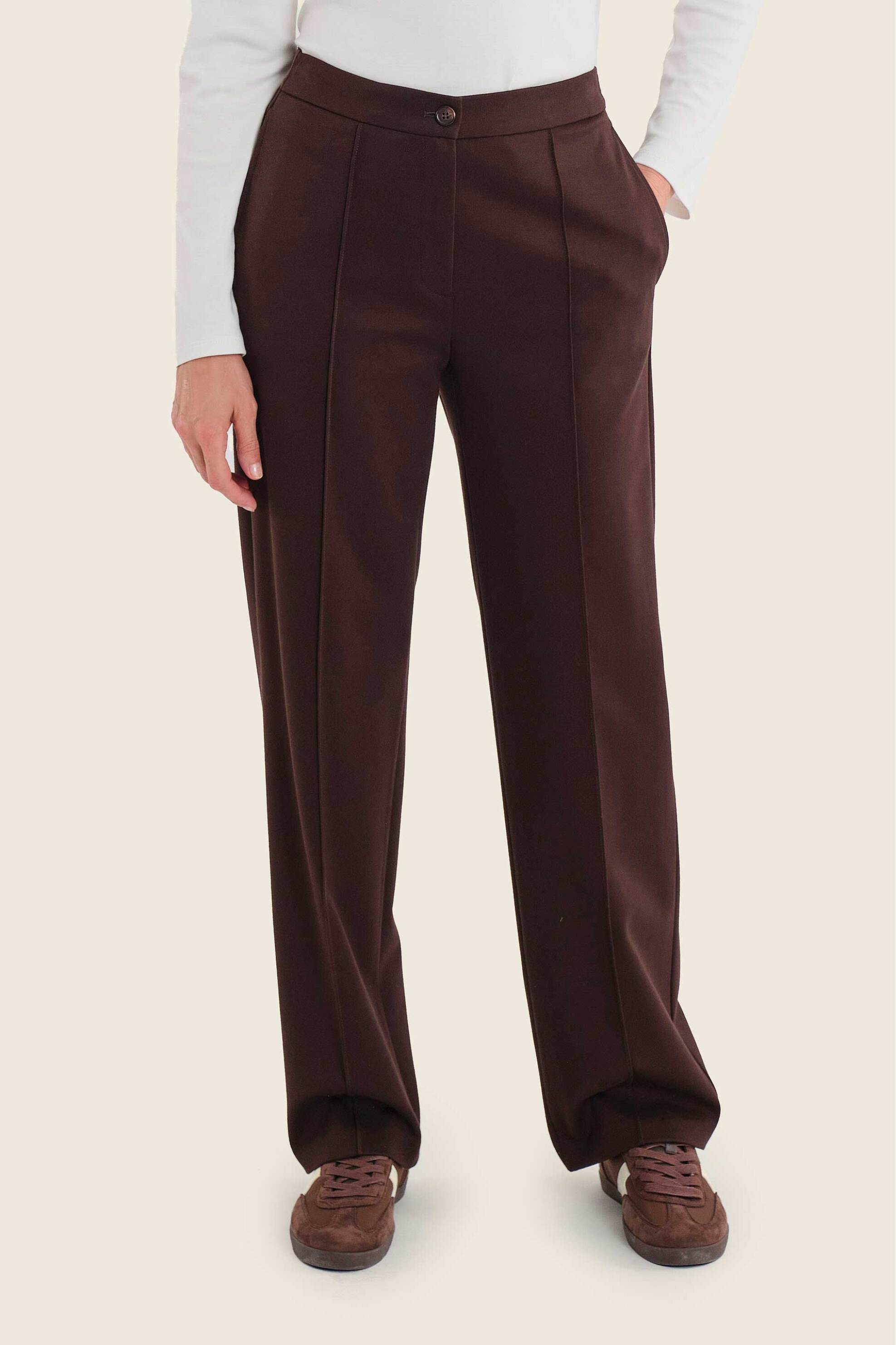 Gerry Weber γυναικείο παντελόνι με ελαστική μέση Straight Fit - N77006719038 Καφέ