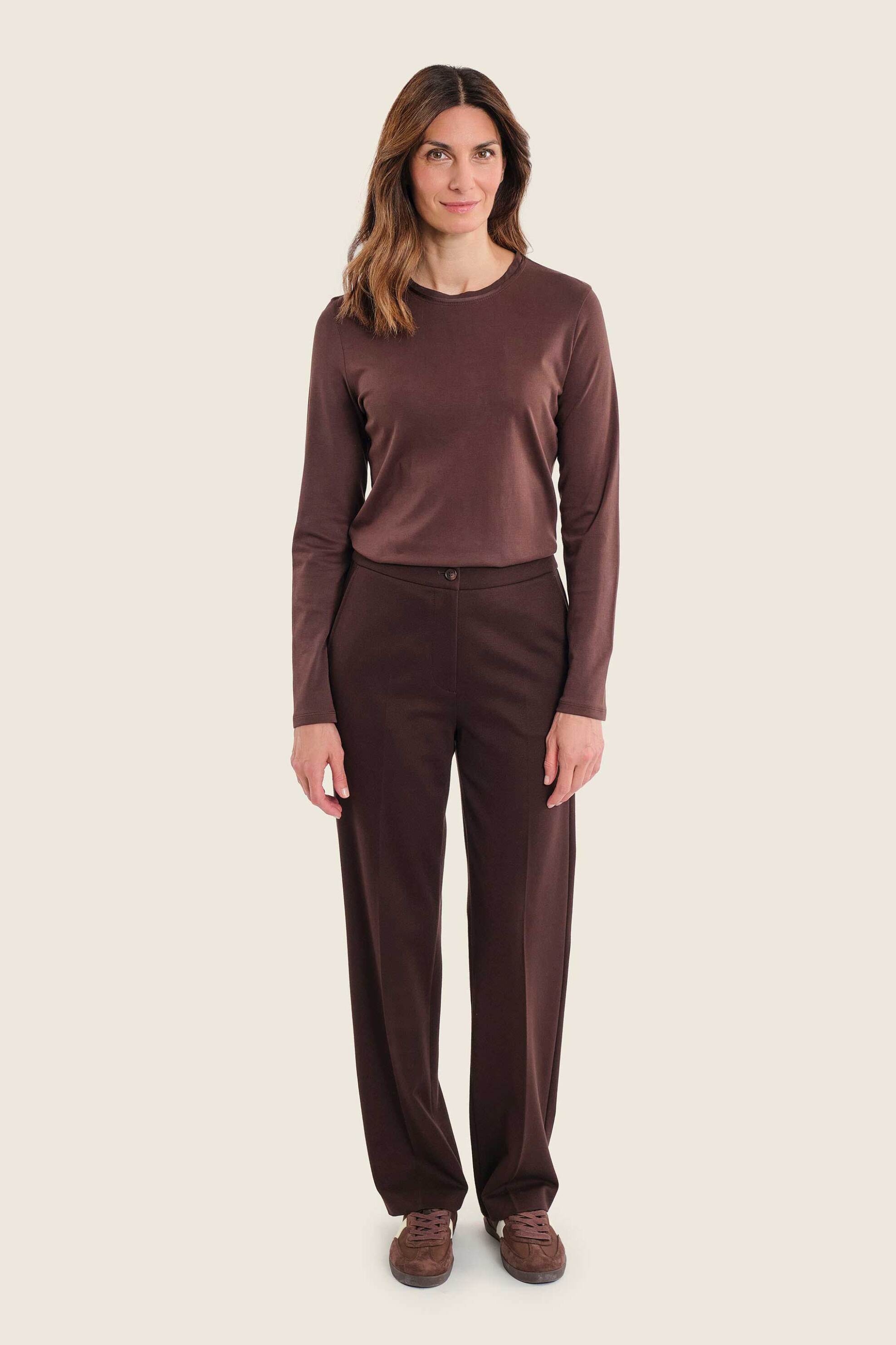 Gerry Weber γυναικείο παντελόνι με τσάκιση Straight Fit - N77021719038 Καφέ