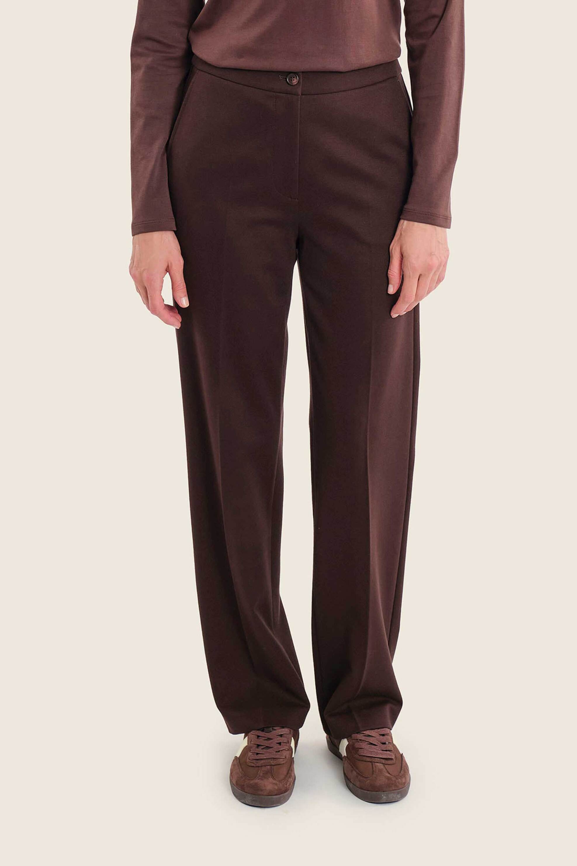 Gerry Weber γυναικείο παντελόνι με τσάκιση Straight Fit - N77021719038 Καφέ
