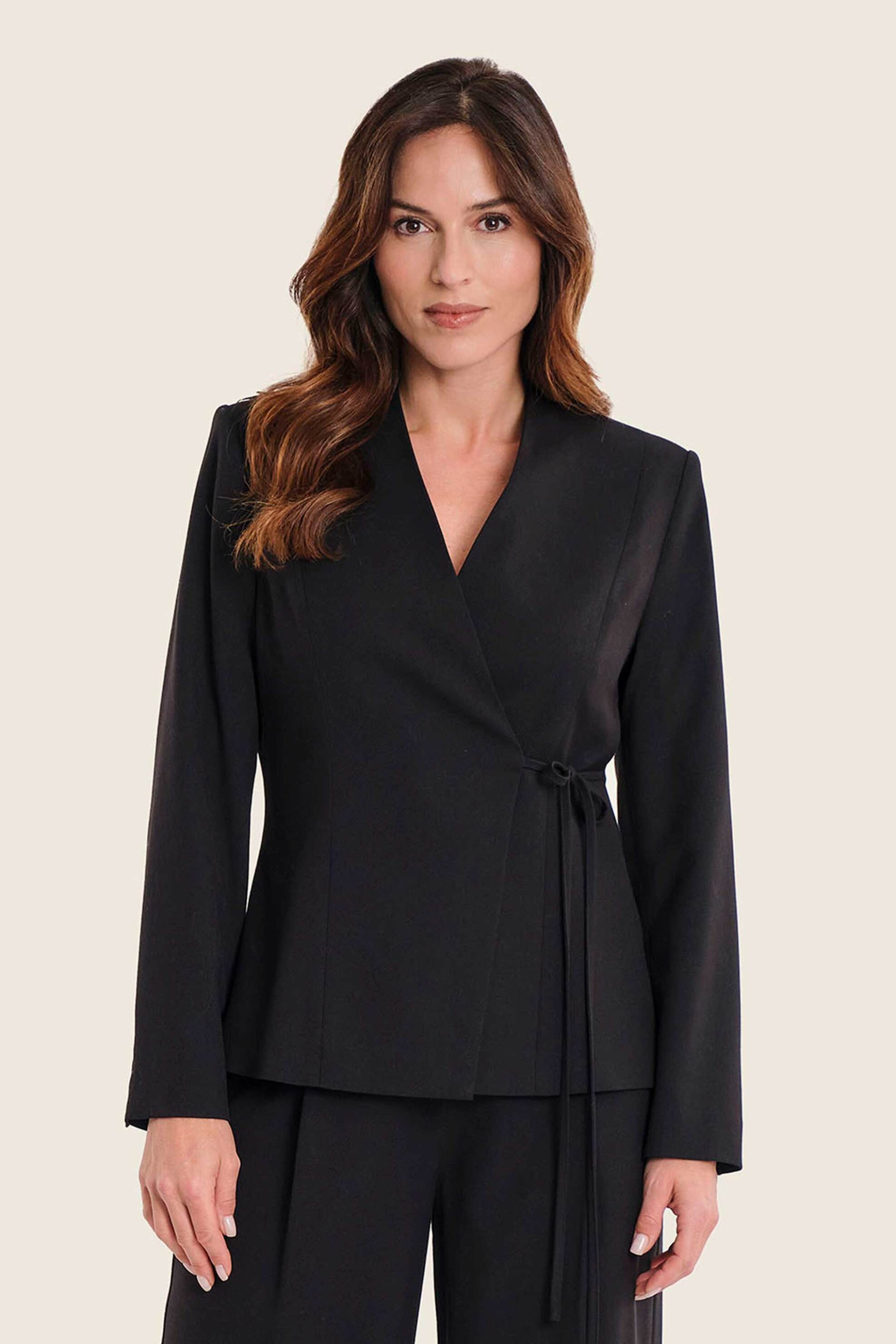 GERRY WEBER Gerry Weber γυναικείο σακάκι κρουαζέ με δέσιμο στο πλάι - N70153120038 Μαύρο
