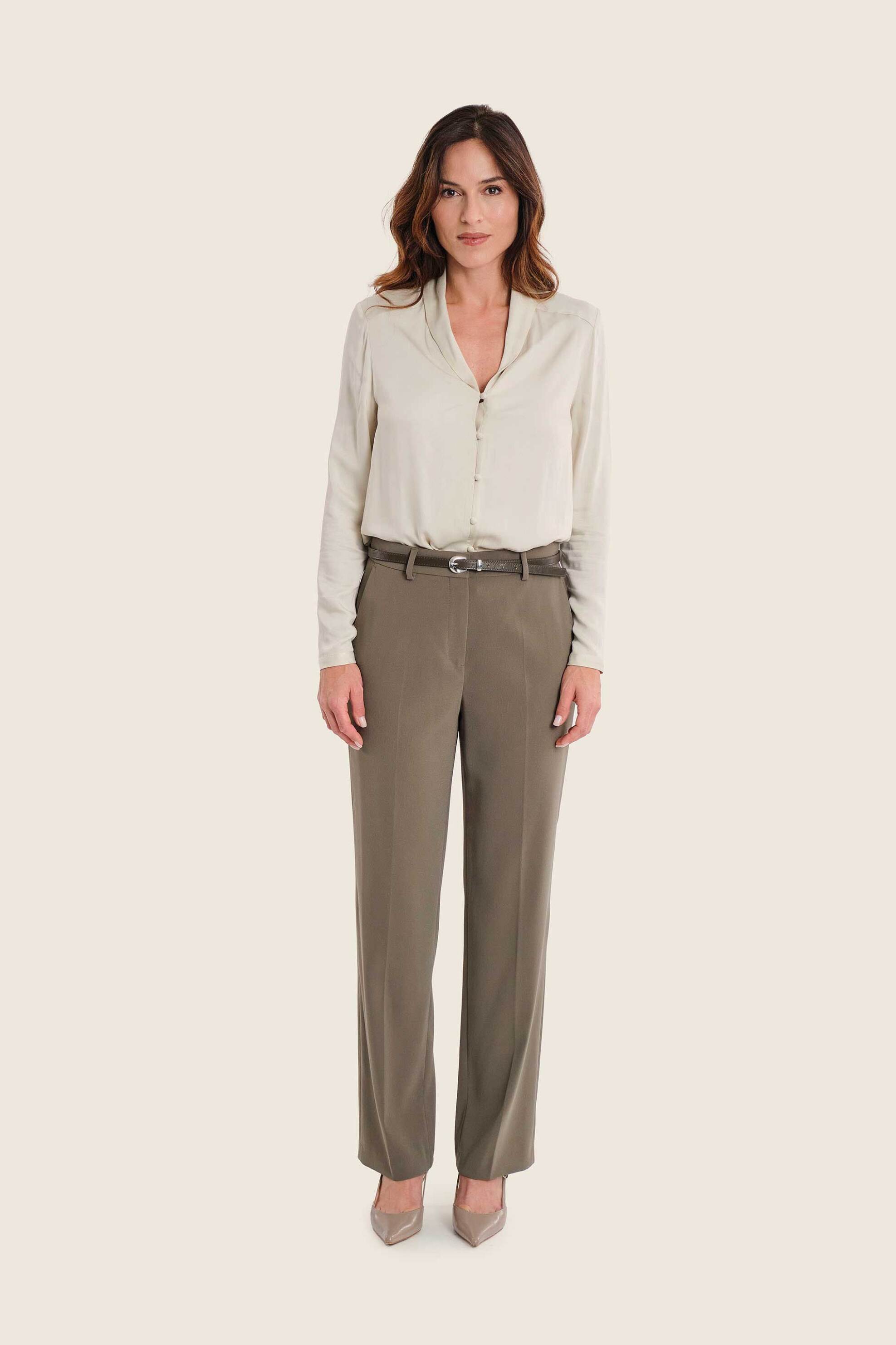 Gerry Weber γυναικείο πουκάμισο μονόχρωμο - N71042699038 Μπεζ
