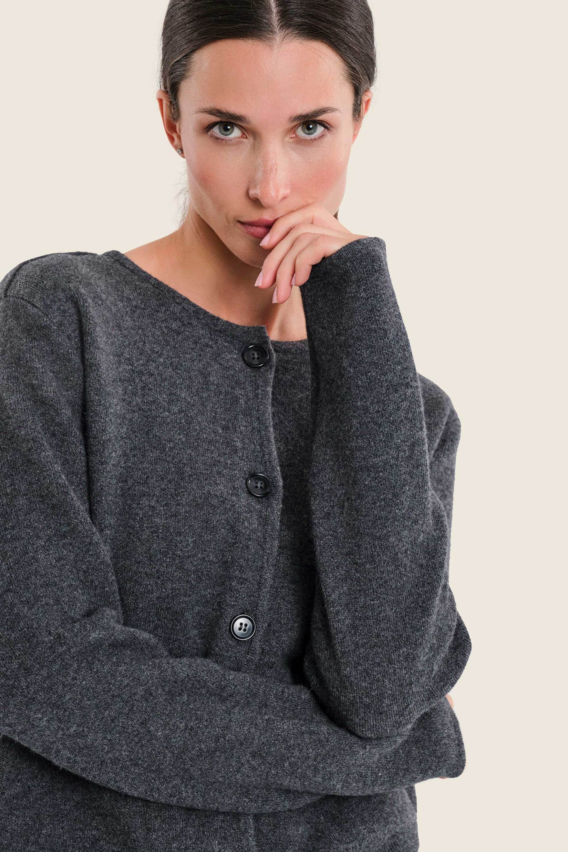GERRY WEBER Gerry Weber γυναικεία μάλλινη ζακέτα με τσέπες - N74828799042 Γκρι Σκούρο - 2