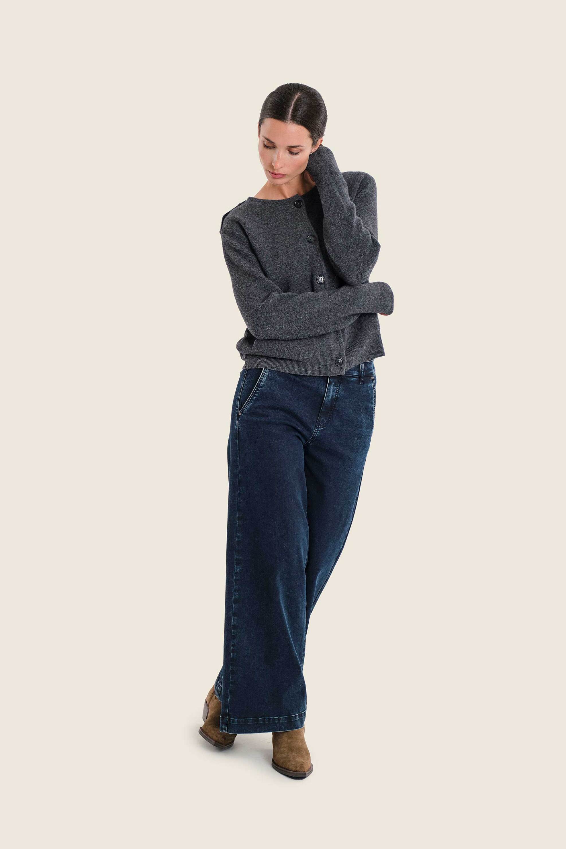 GERRY WEBER Gerry Weber γυναικεία μάλλινη ζακέτα με τσέπες - N74828799042 Γκρι Σκούρο - 3