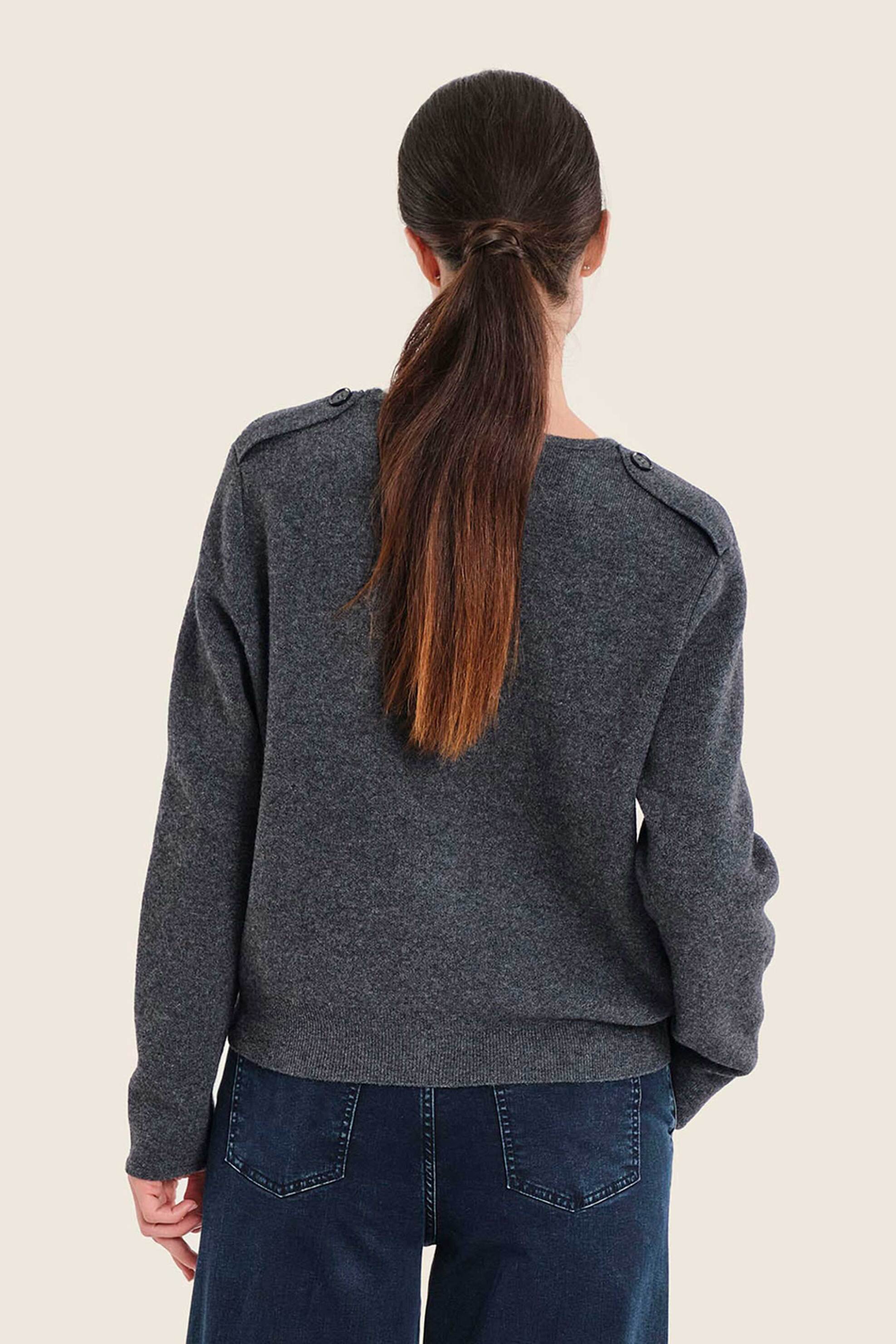 GERRY WEBER Gerry Weber γυναικεία μάλλινη ζακέτα με τσέπες - N74828799042 Γκρι Σκούρο - 4