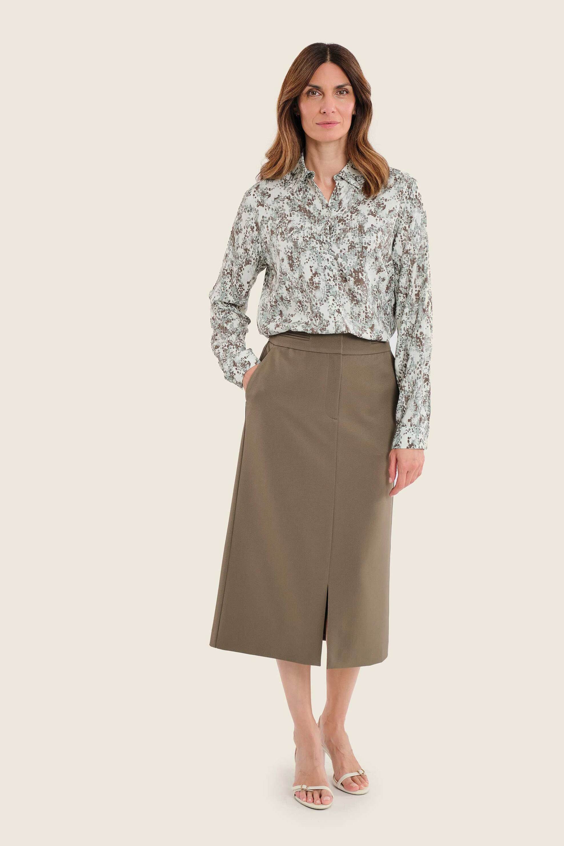 Gerry Weber γυναικεία midi φούστα με τσέπες - N75683697038 Λαδί