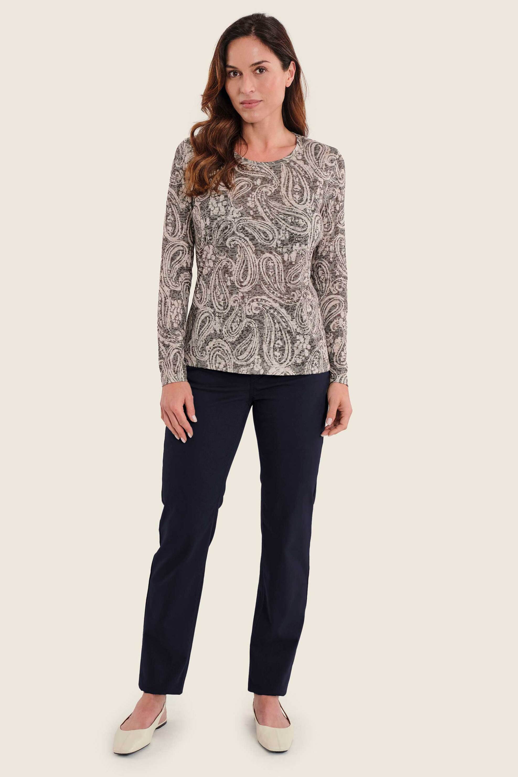 Gerry Weber γυναικείο παντελόνι πεντάτσεπο με logo patch Straight Fit - N77000734038 Μπλε Σκούρο