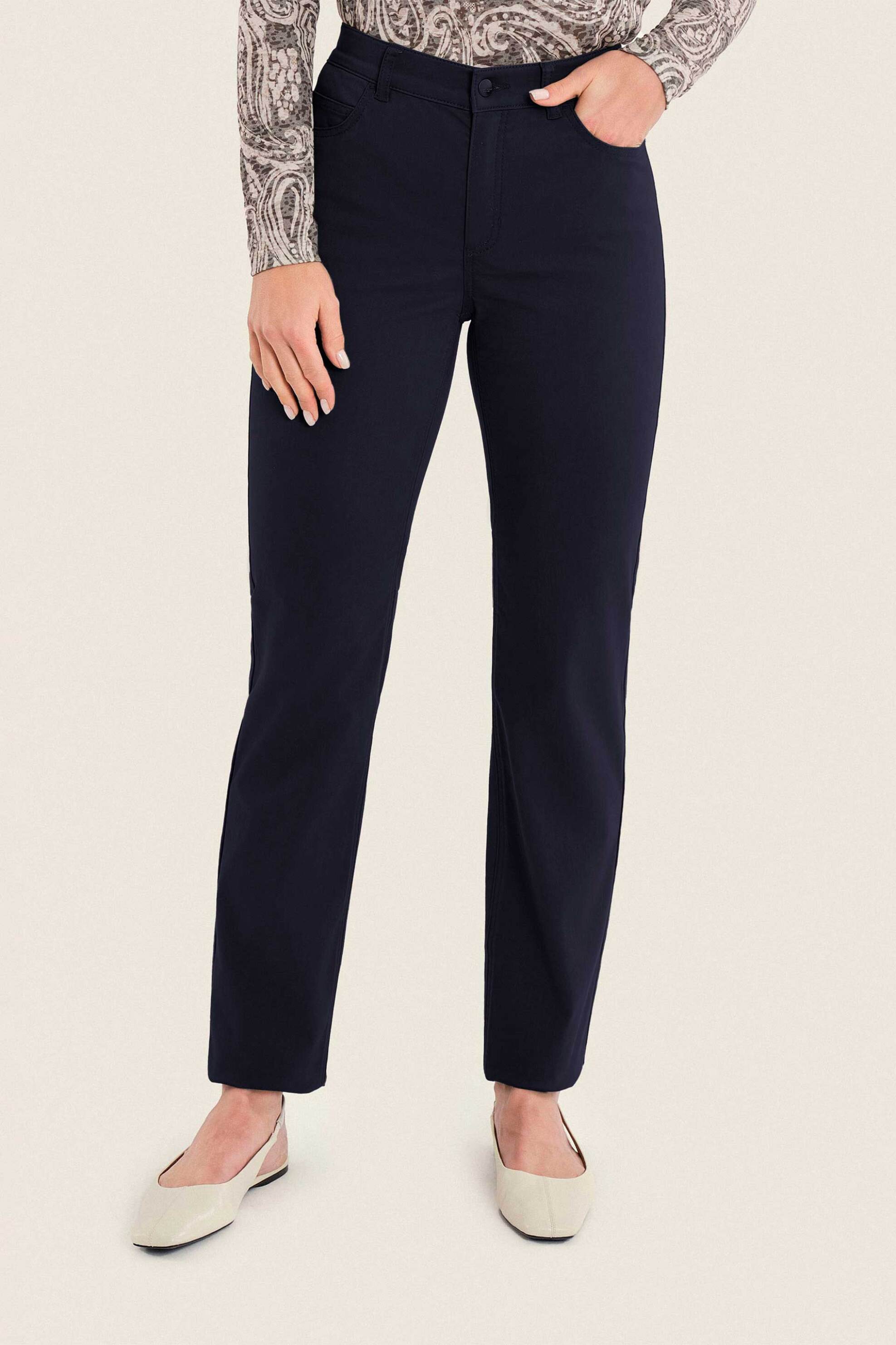 Gerry Weber γυναικείο παντελόνι πεντάτσεπο με logo patch Straight Fit - N77000734038 Μπλε Σκούρο