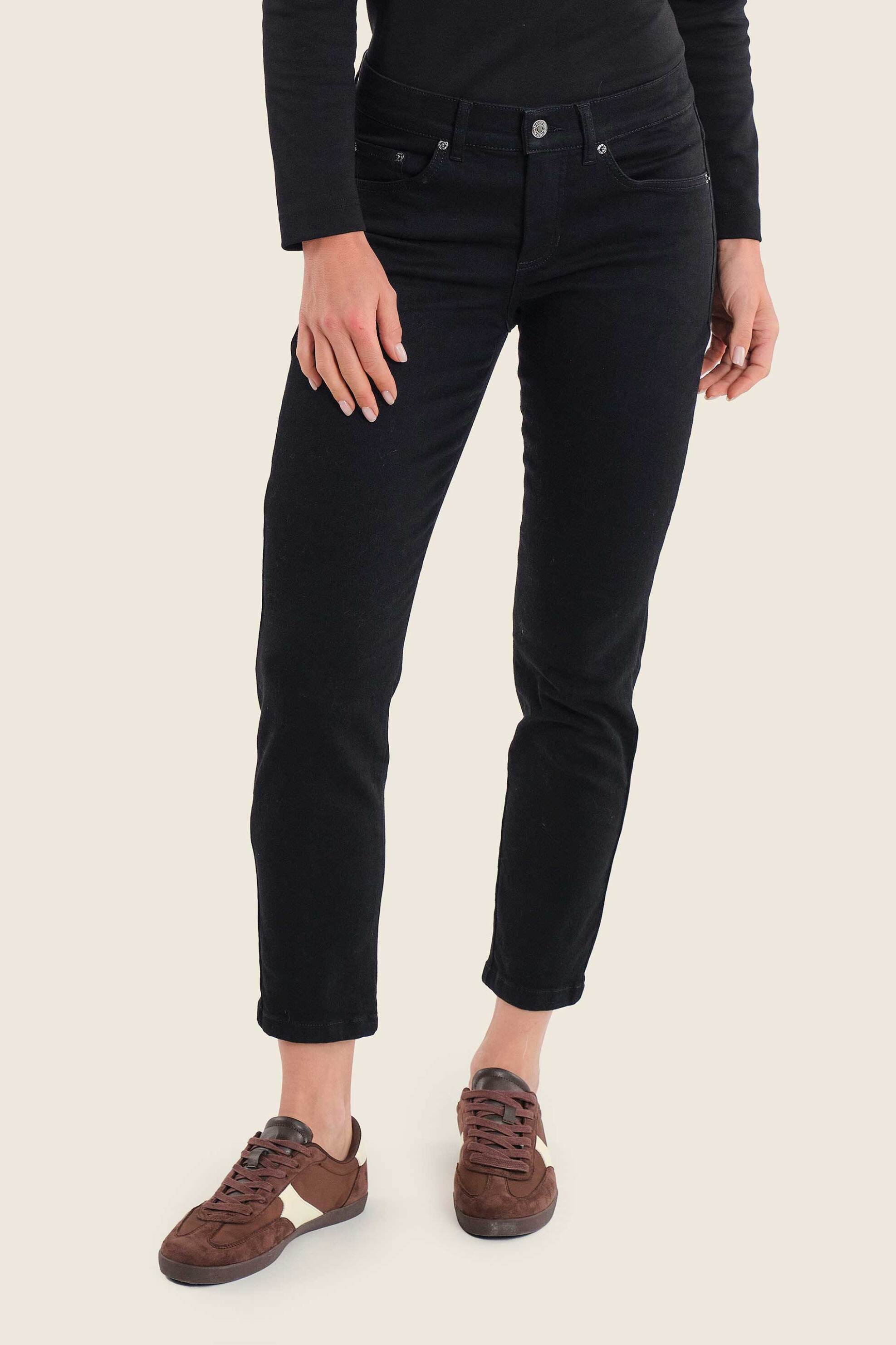 Gerry Weber γυναικείο τζιν παντελόνι cropped πεντάτσεπο με logo patch Slim Fit - N77005689038 Μαύρο