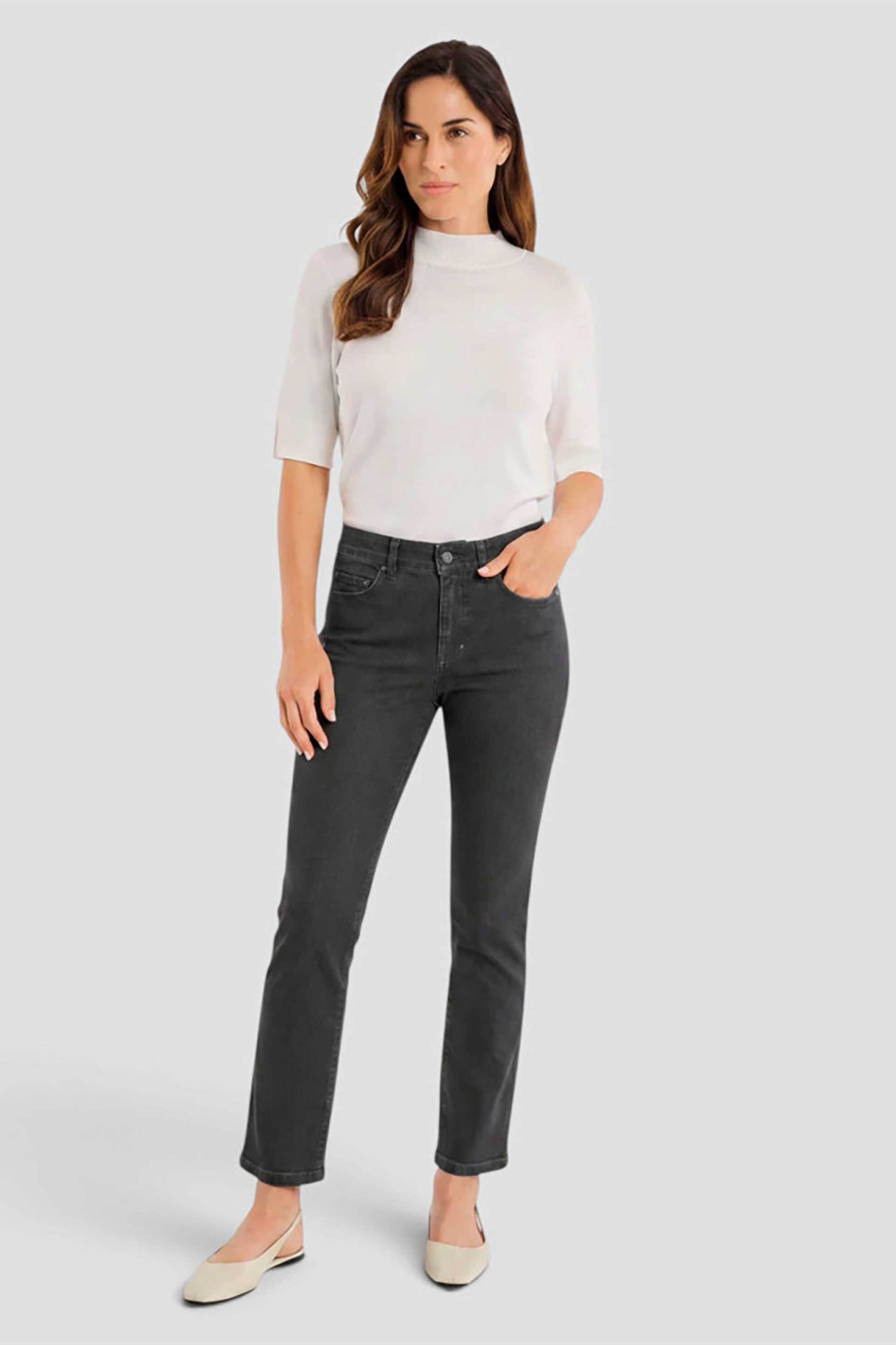 Gerry Weber γυναικείο τζιν παντελόνι cropped πεντάτσεπο με logo patch Slim Fit - N77005690038 Γκρι