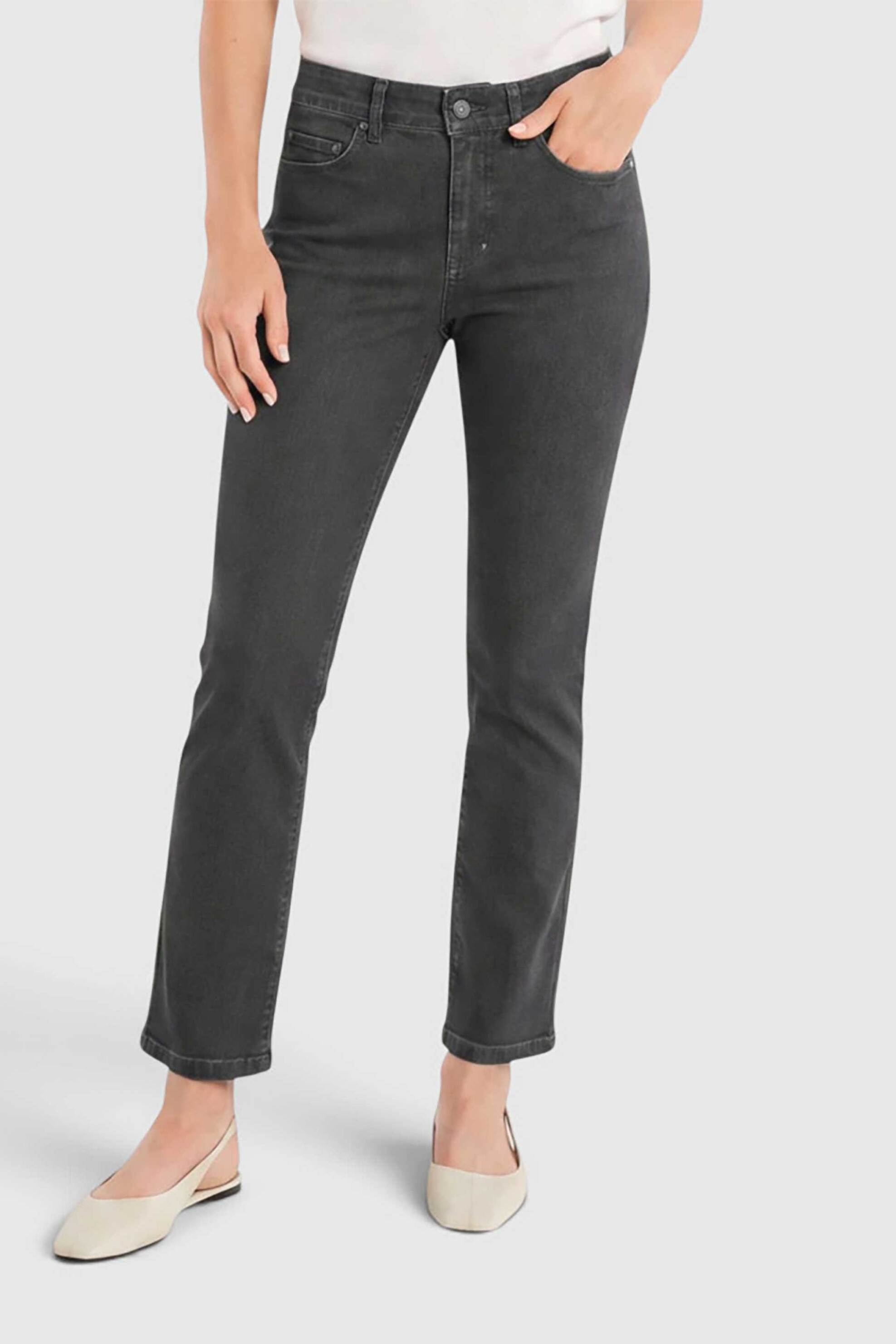 Gerry Weber γυναικείο τζιν παντελόνι cropped πεντάτσεπο με logo patch Slim Fit - N77005690038 Γκρι