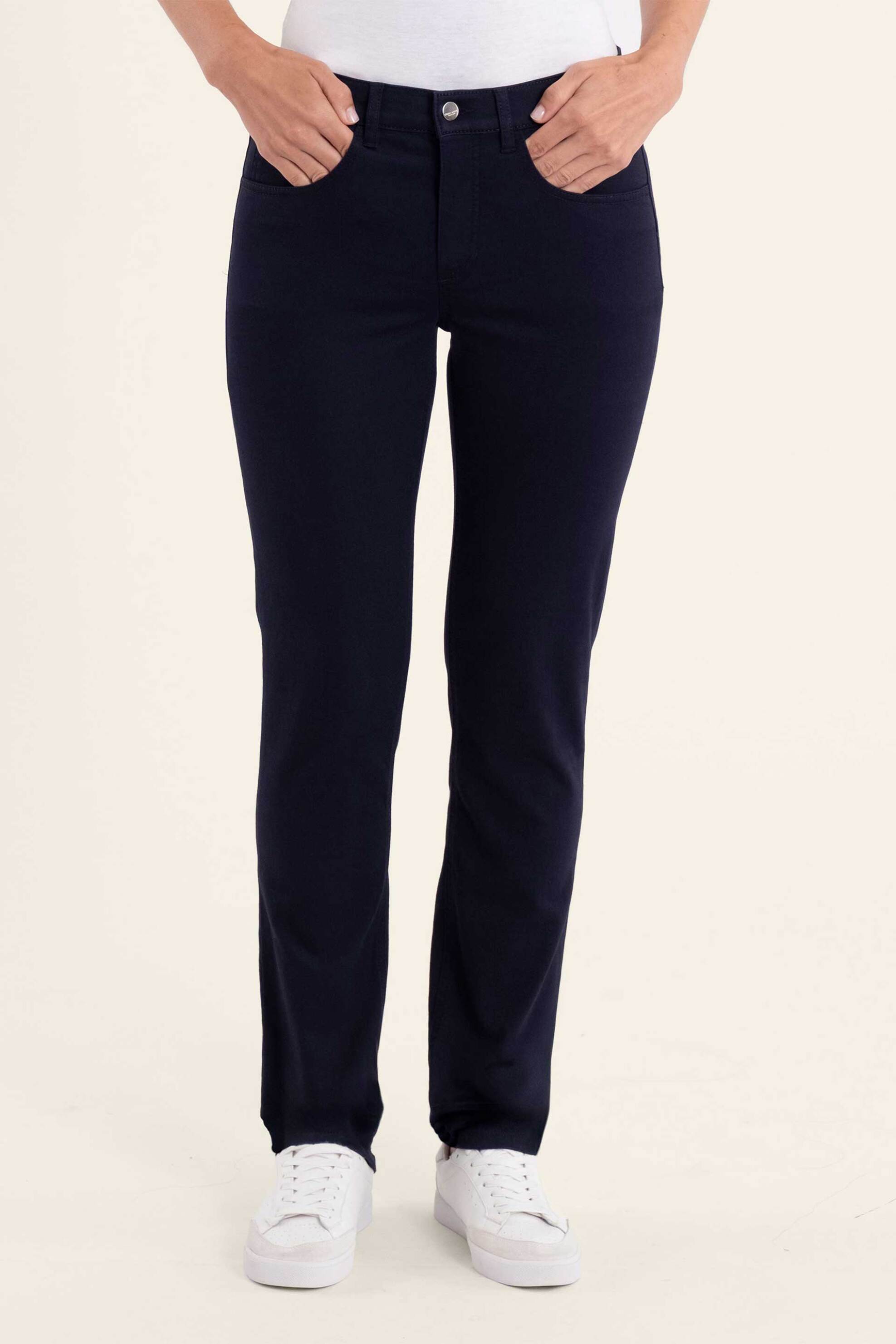 Gerry Weber γυναικείο παντελόνι πεντάτσεπο με logo patch Straight Fit - N77012734038 Μπλε Σκούρο