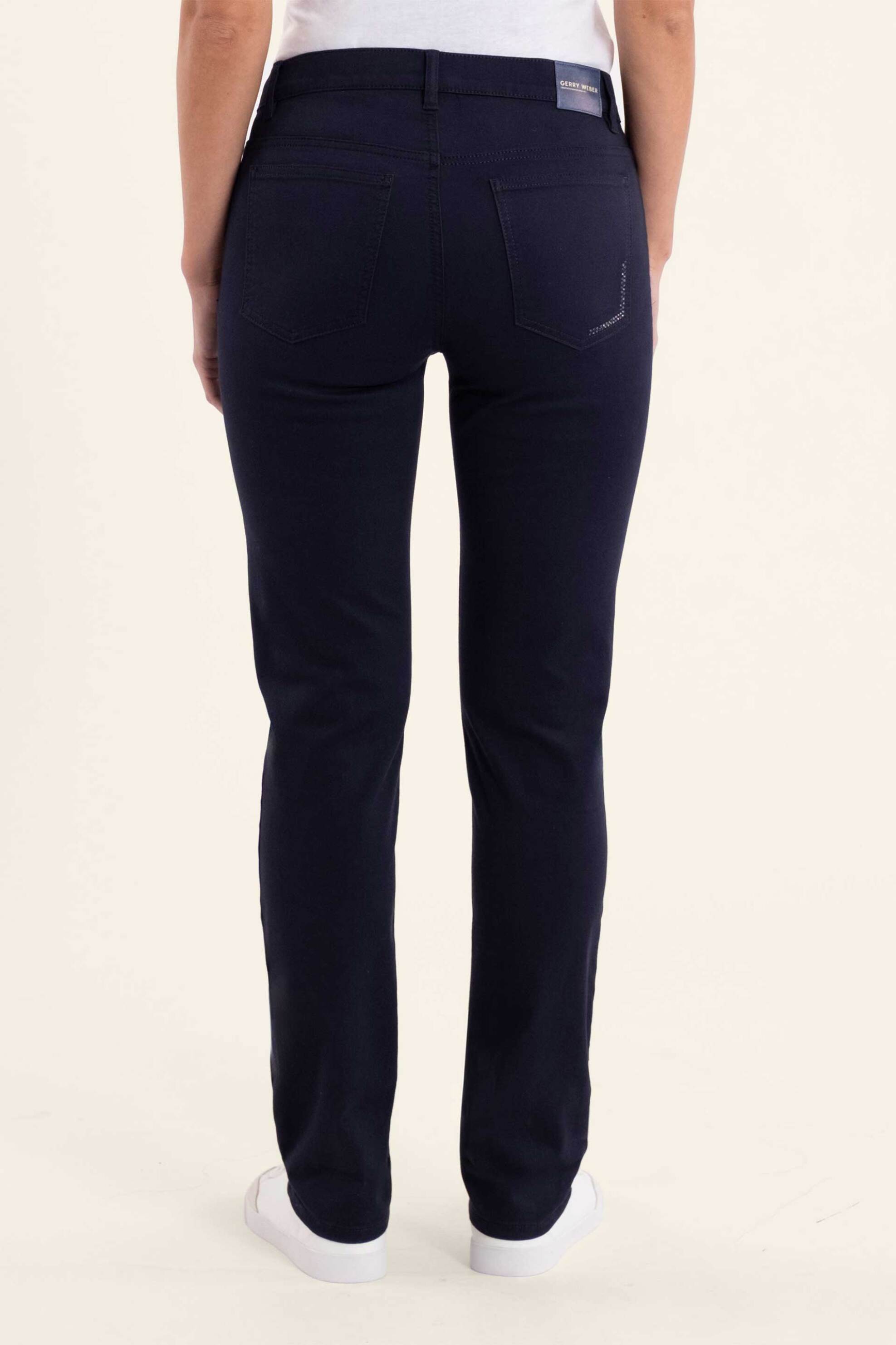 Gerry Weber γυναικείο παντελόνι πεντάτσεπο με logo patch Straight Fit - N77012734038 Μπλε Σκούρο