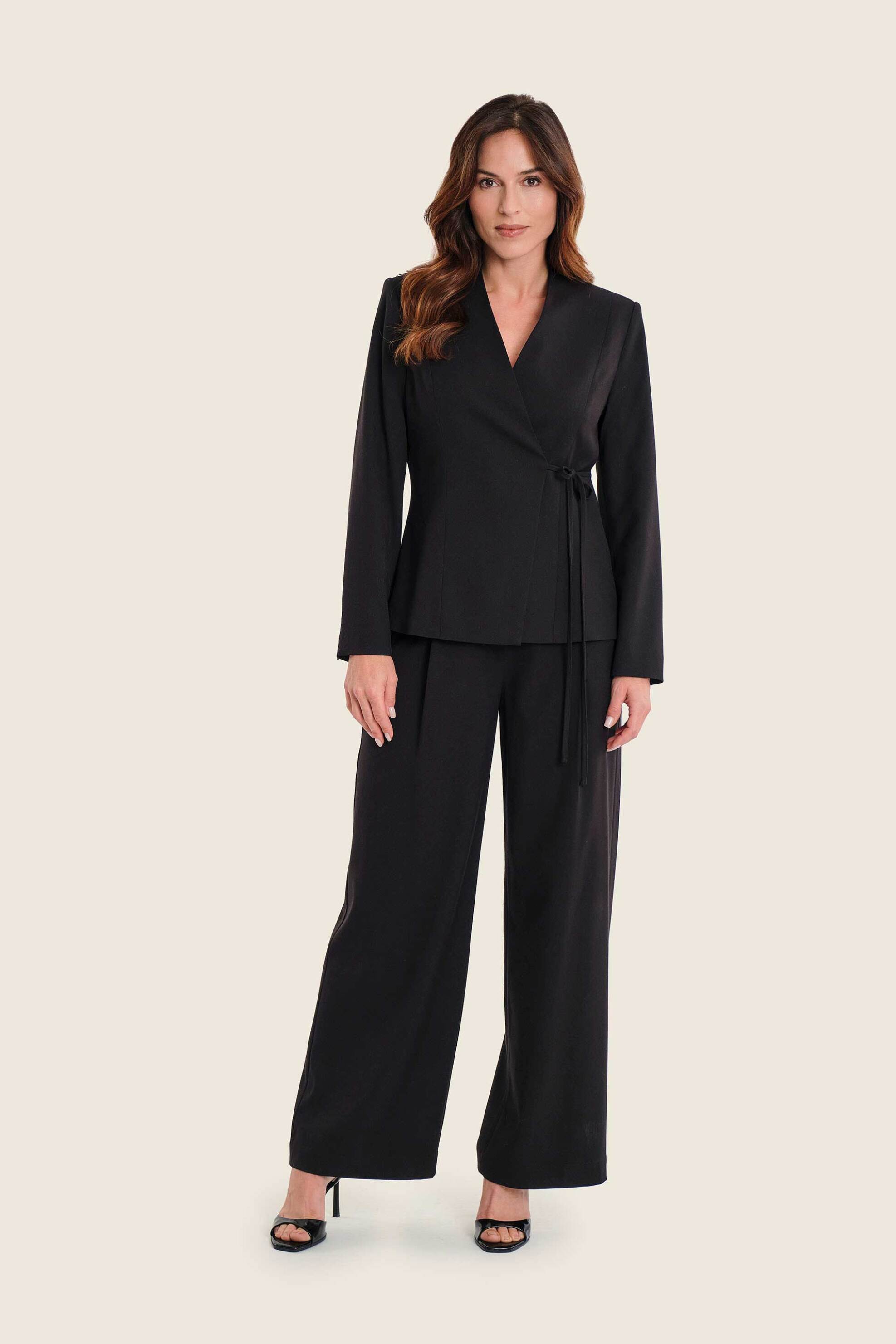 Gerry Weber γυναικείο παντελόνι με σούρες Wide Leg - N77015120038 Μαύρο