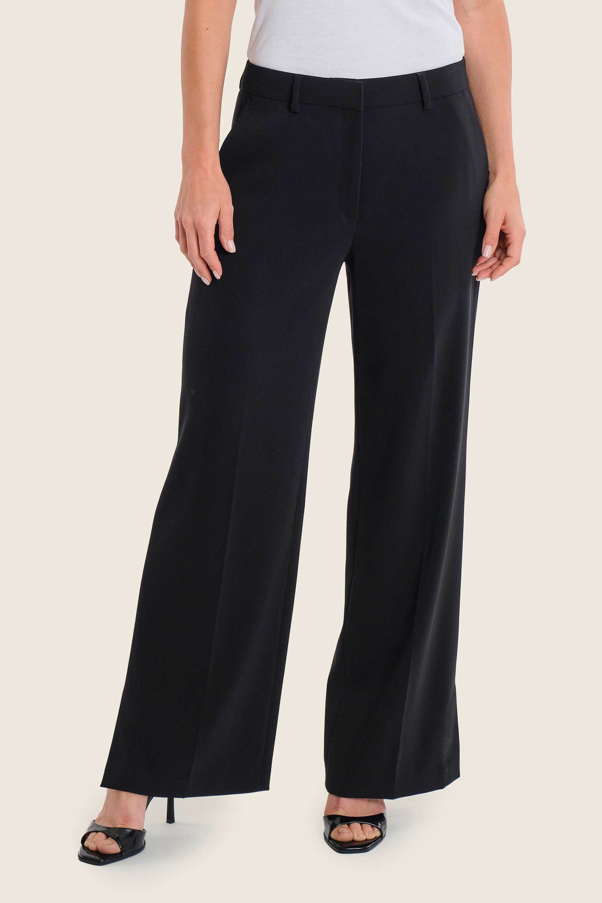 Gerry Weber γυναικείο παντελόνι με τσάκιση Wide Leg - N77019120038 Μαύρο