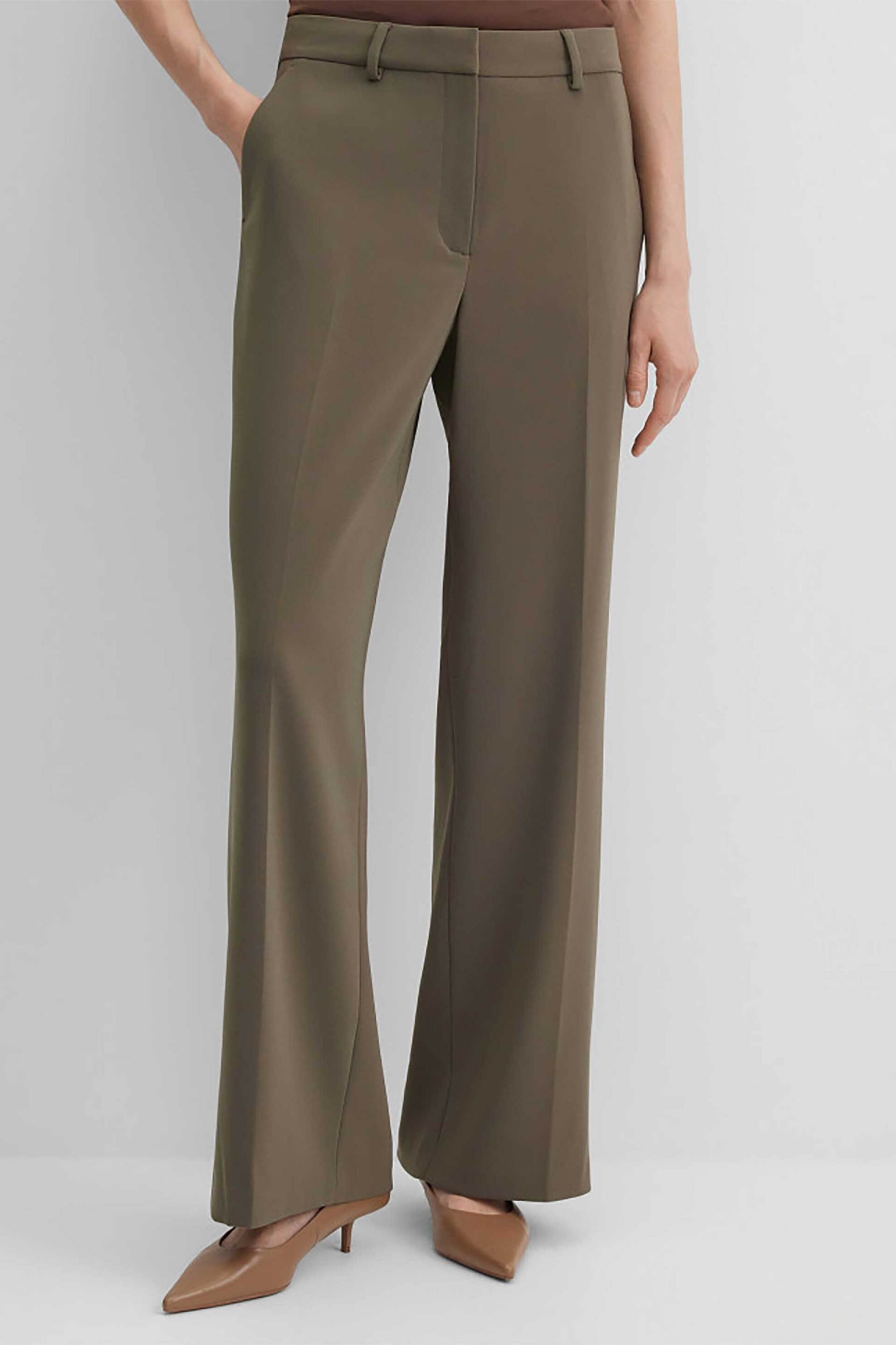 Gerry Weber γυναικείο παντελόνι με τσάκιση Wide Leg - N77019697040 Λαδί