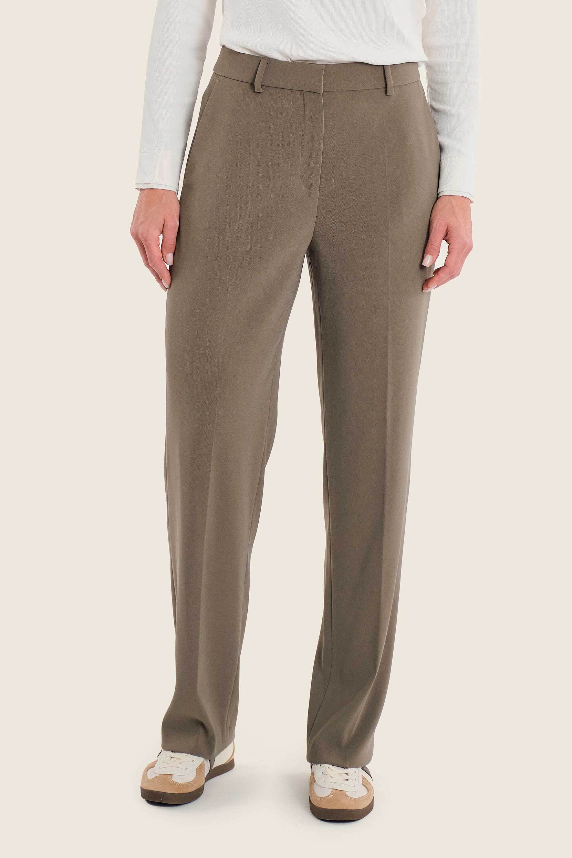 Gerry Weber γυναικείο παντελόνι μονόχρωμο Straight Fit - N77022697038 Λαδί
