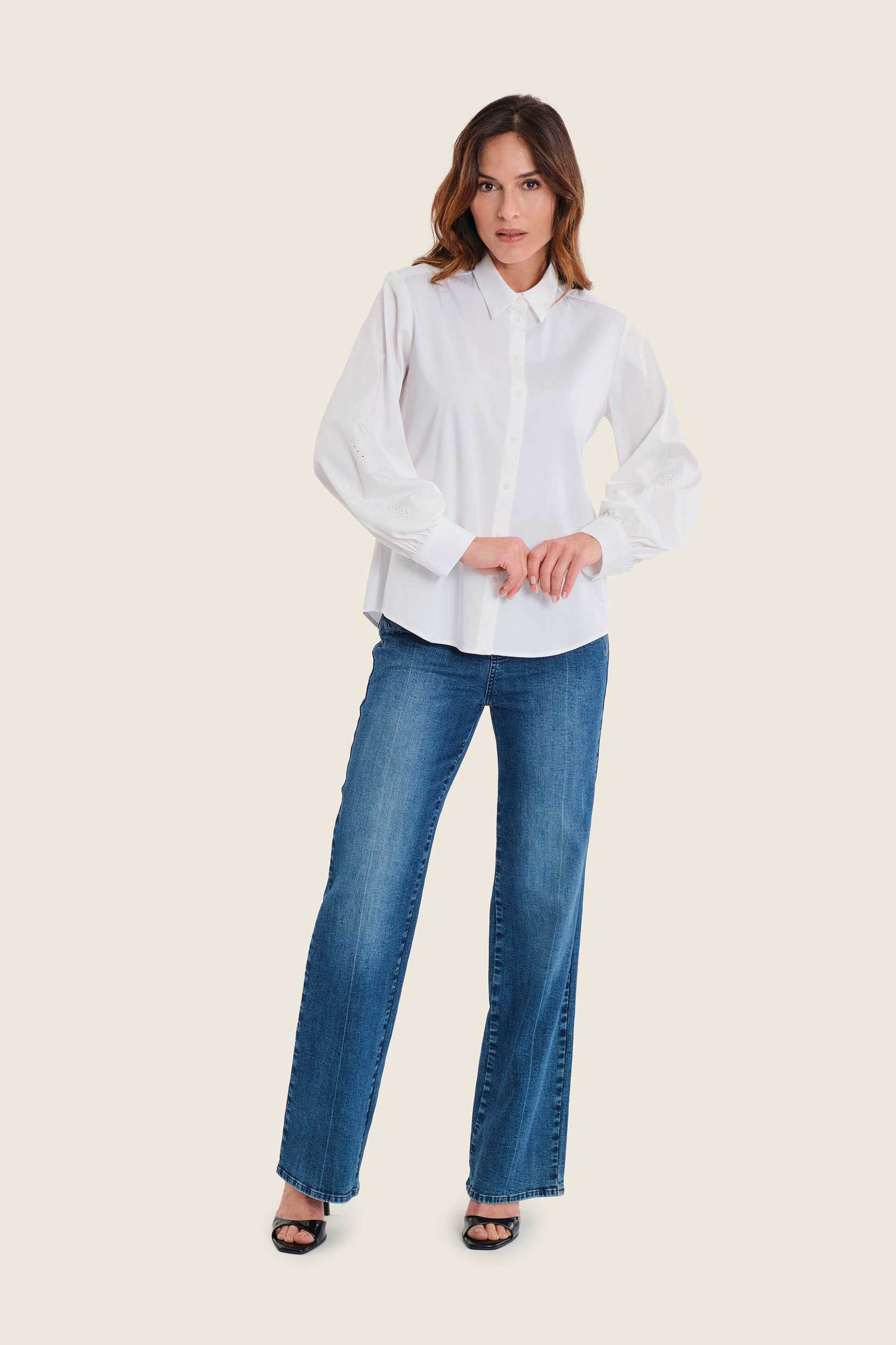 Gerry Weber γυναικείο τζιν παντελόνι πεντάτσεπο με κεντήματα Wide Leg - N77031396040 Denim Blue