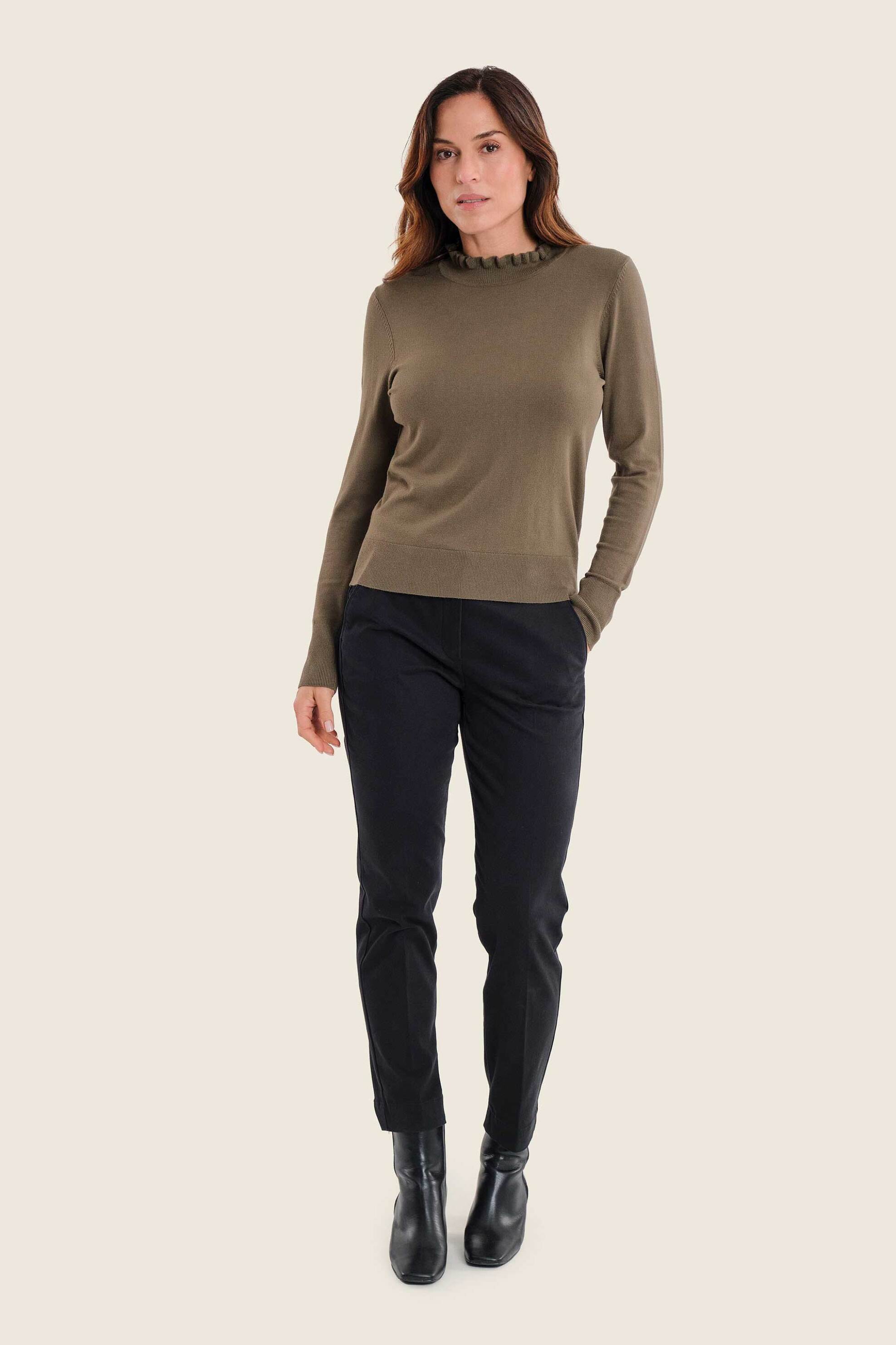 Gerry Weber γυναικείο παντελόνι chino Straight Fit - N77035120038 Μαύρο