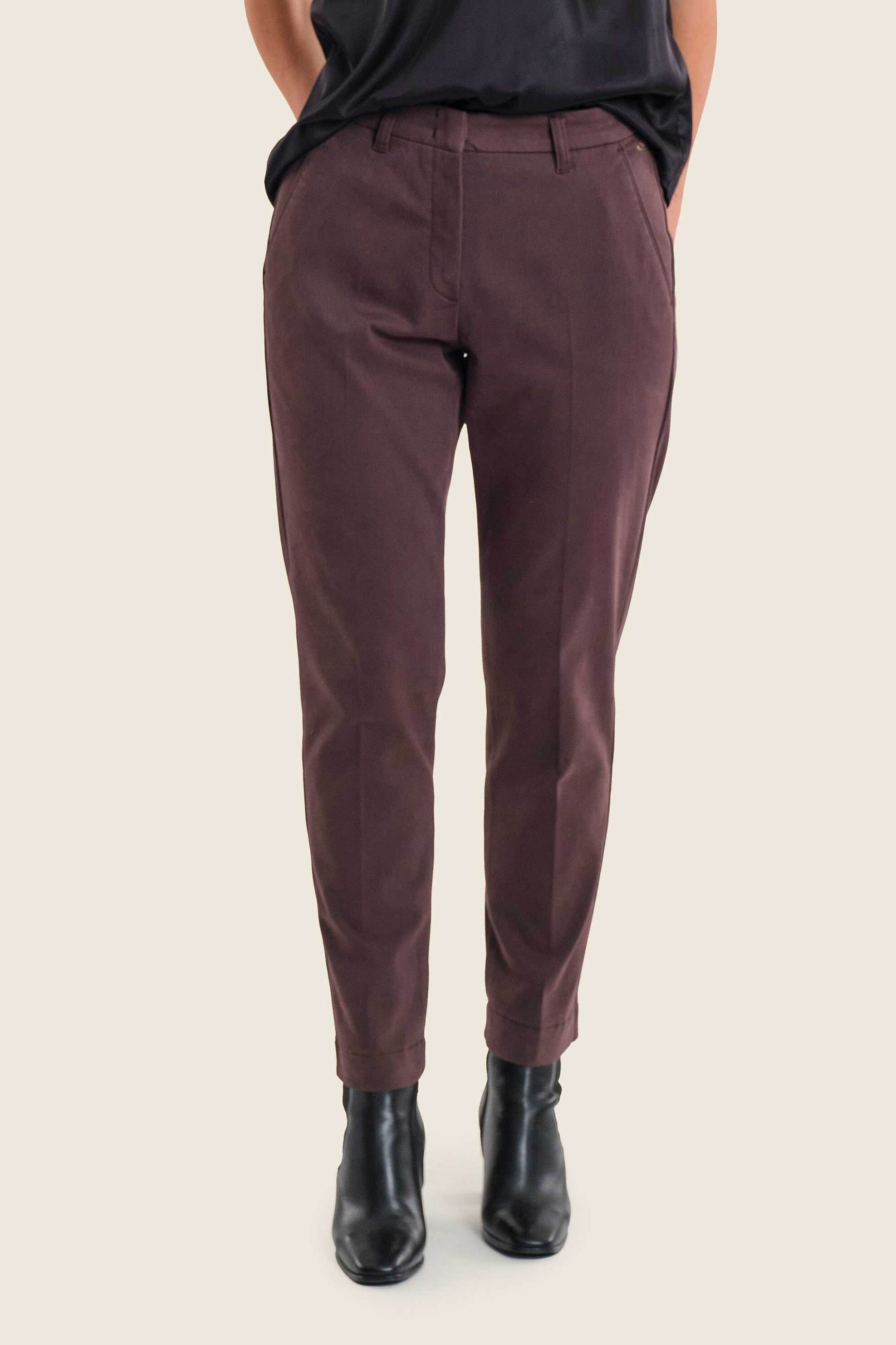 Gerry Weber γυναικείο παντελόνι chino Straight Fit - N77035706038 Μοβ Σκούρο