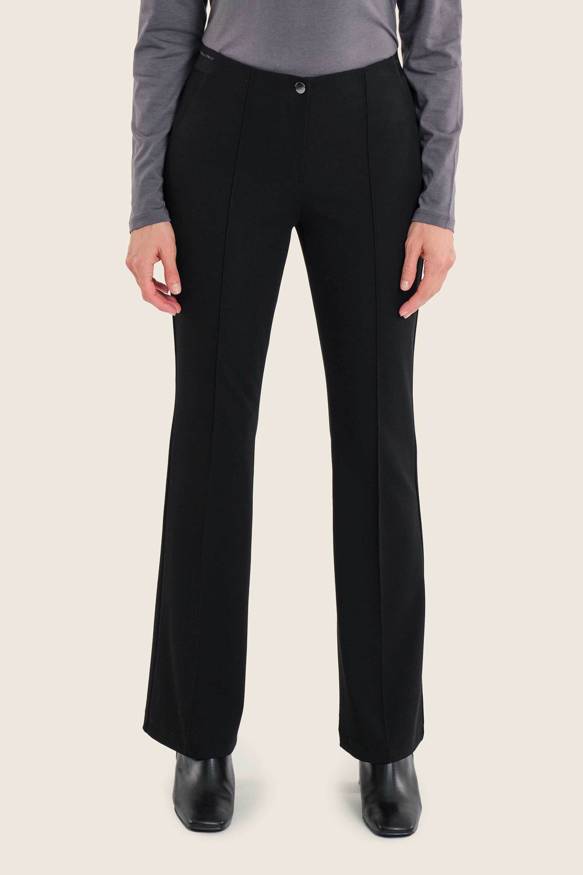 Gerry Weber γυναικείο παντελόνι με lurex λεπτομέρεια στη μέση Straight Fit - N77047120038 Μαύρο