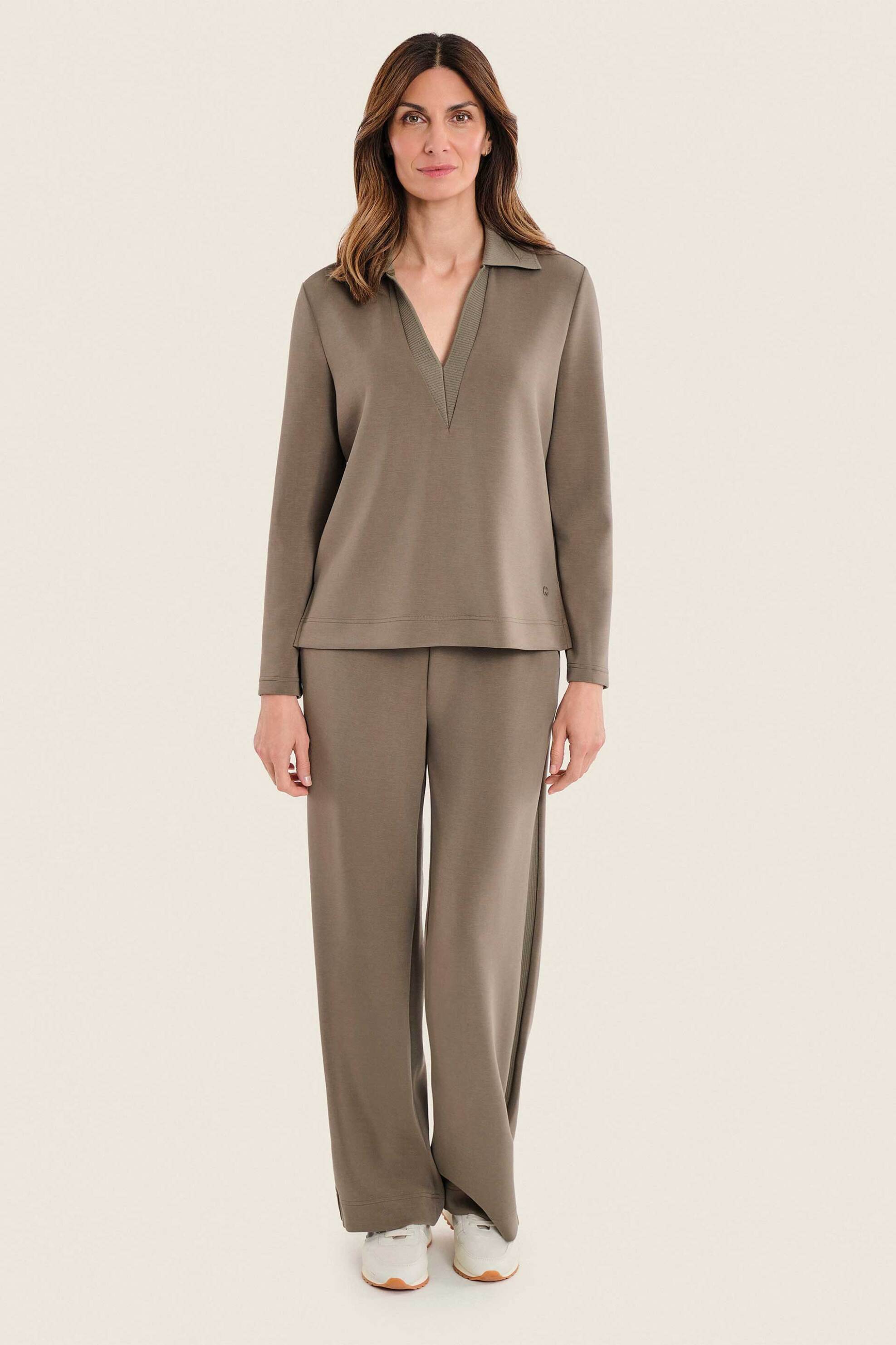 Gerry Weber γυναικείο παντελόνι με ελαστική μέση Wide Leg - N77412697038 Λαδί