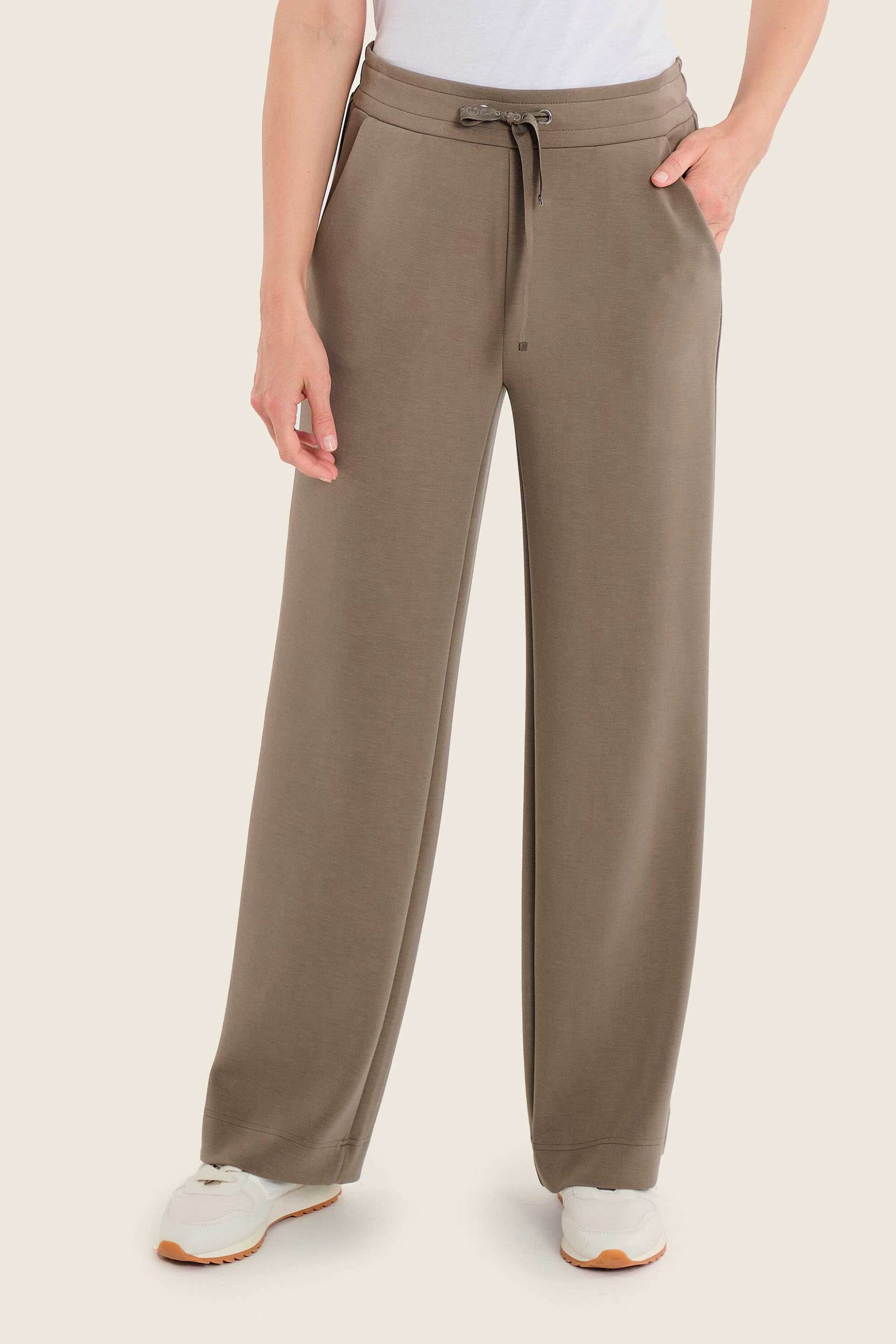 Gerry Weber γυναικείο παντελόνι με ελαστική μέση Wide Leg - N77412697038 Λαδί