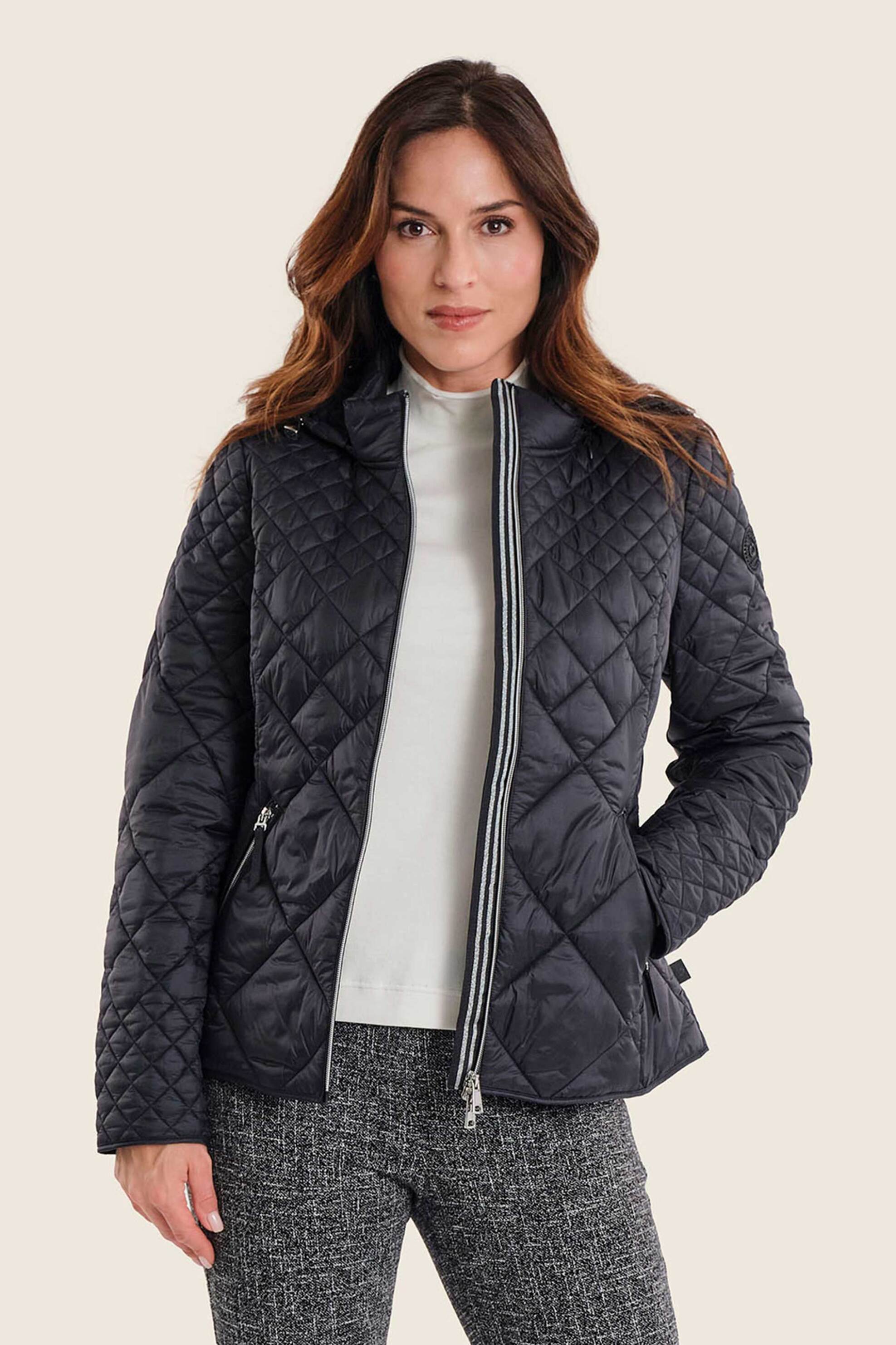 Gerry Weber γυναικείο μπουφάν με καπιτονέ σχέδιο και κουκούλα - N78100120038 Μαύρο